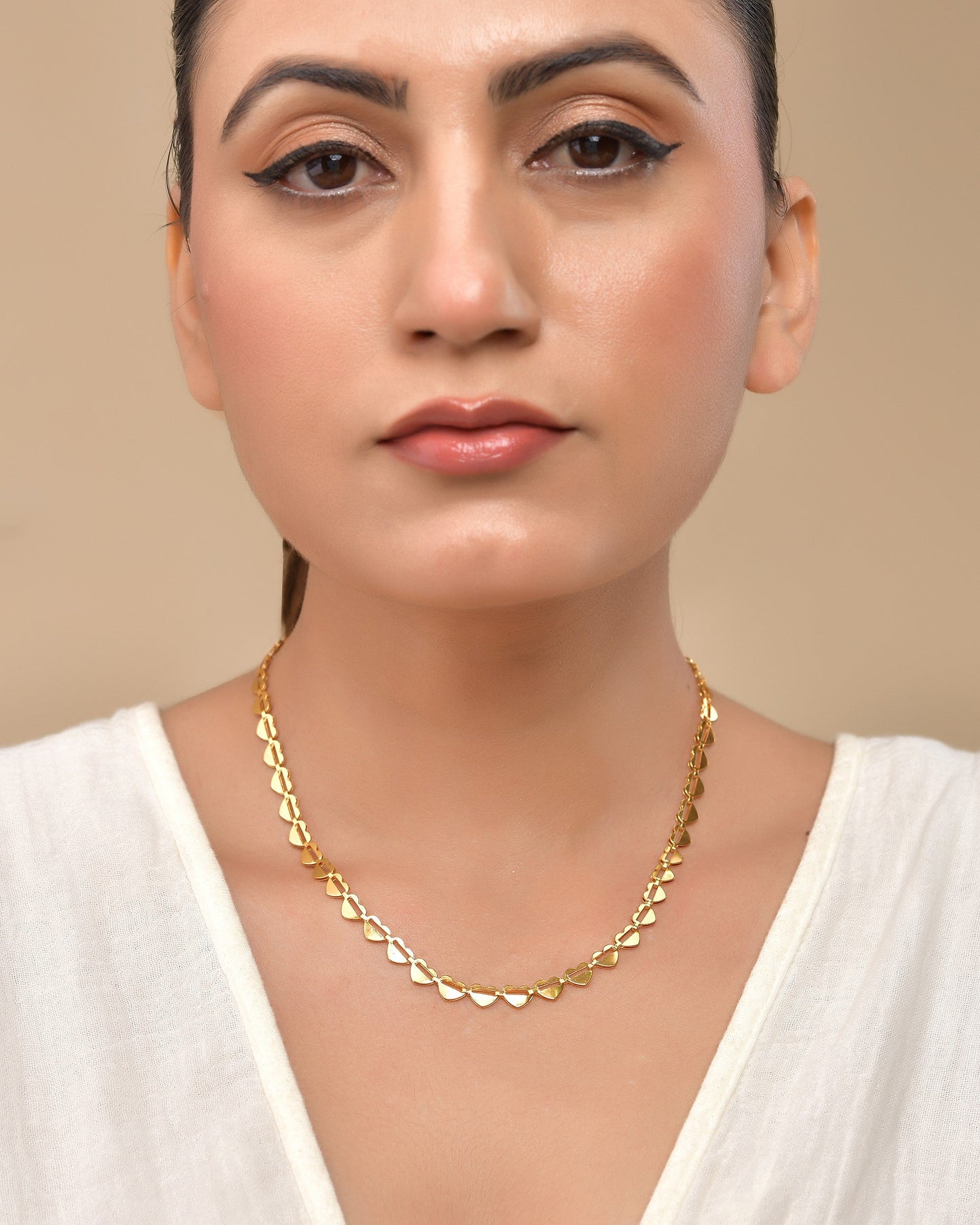 VOJ Heart Shaped Stainless Steel Gold Polished Chain - Swadesiicart