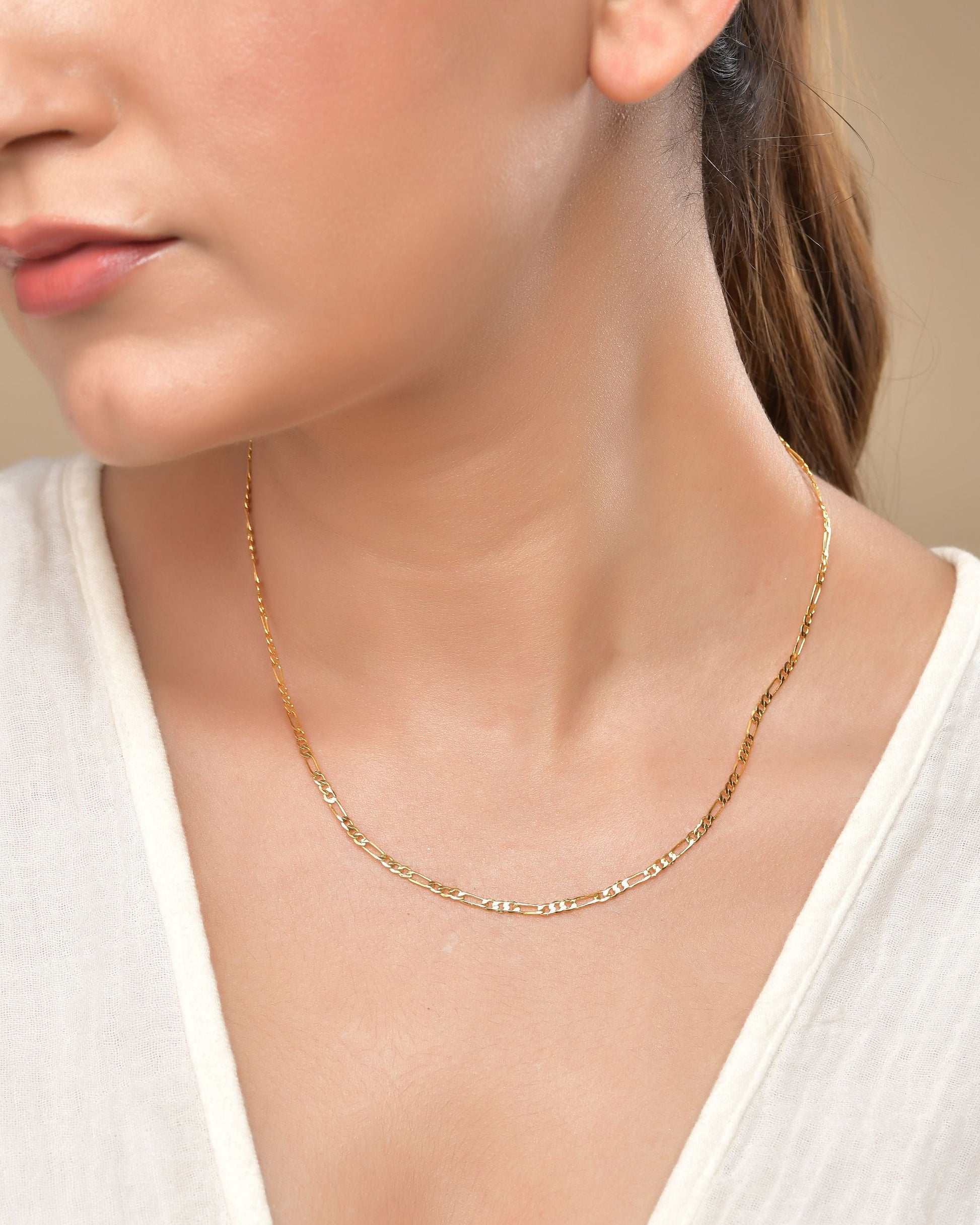 VOJ Women Stainless Steel Gold Polished Minimal Figaro Link Chain - Swadesiicart