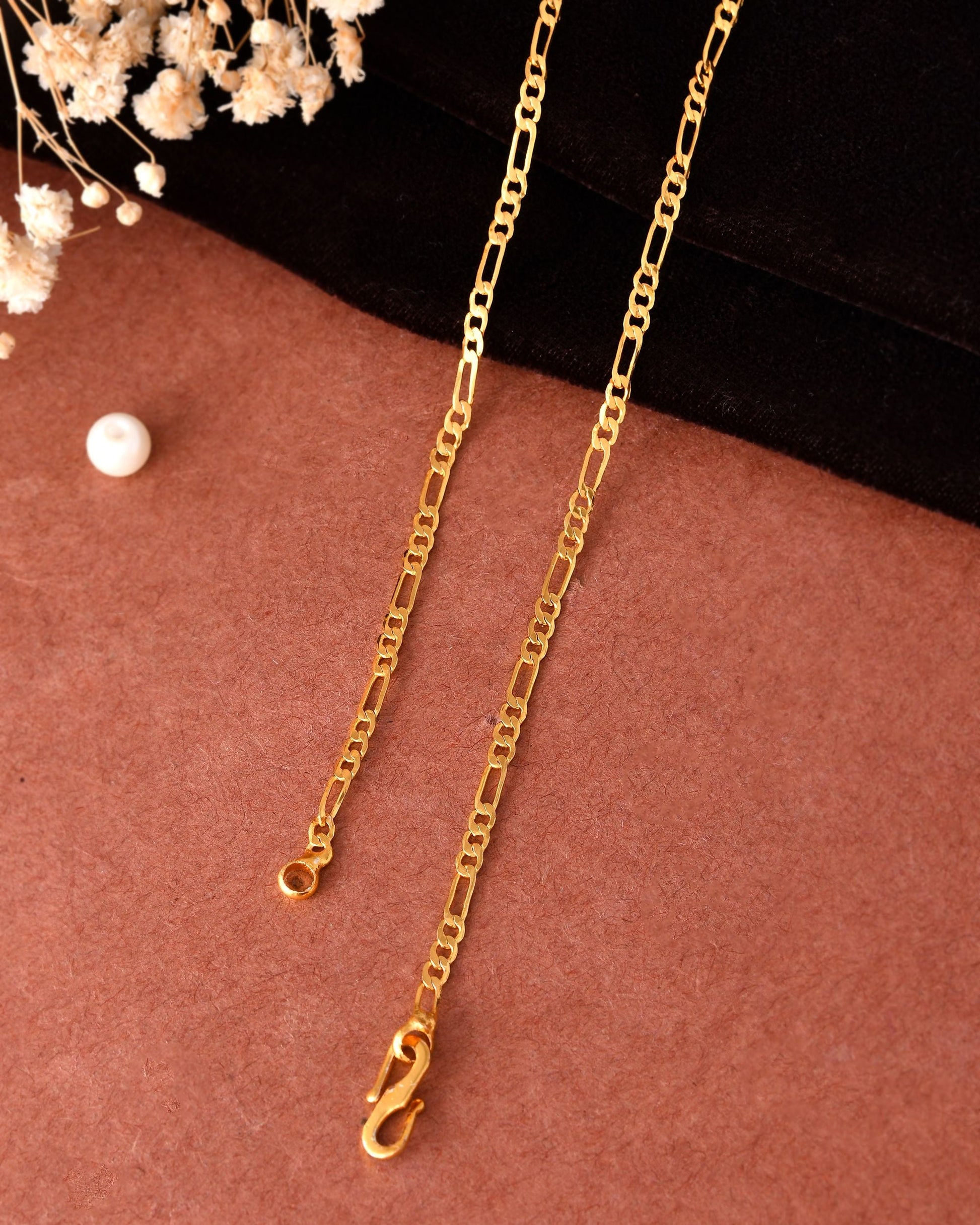 VOJ Women Stainless Steel Gold Polished Minimal Figaro Link Chain - Swadesiicart