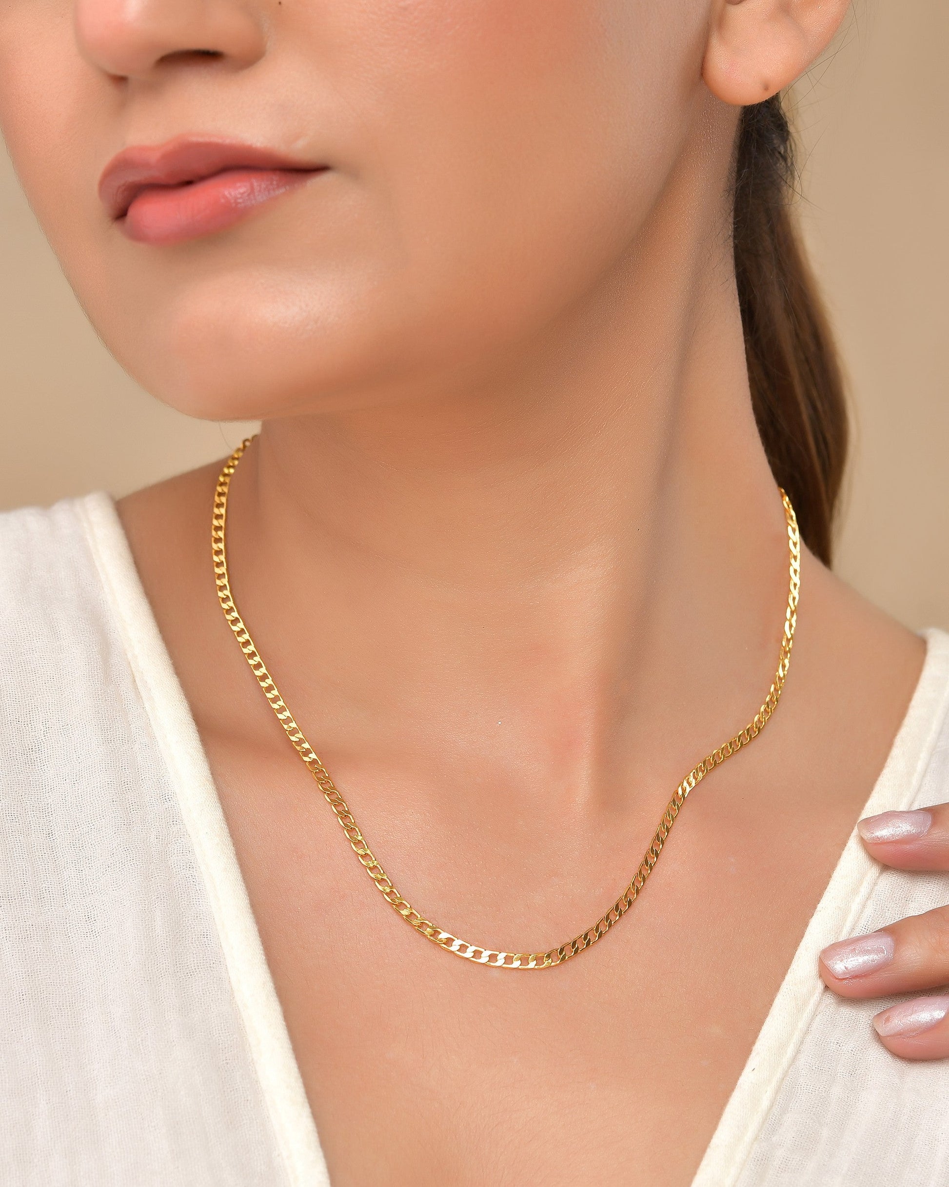 VOJ Stainless Steel Gold Polished Minimal Link Chain For Women - Swadesiicart