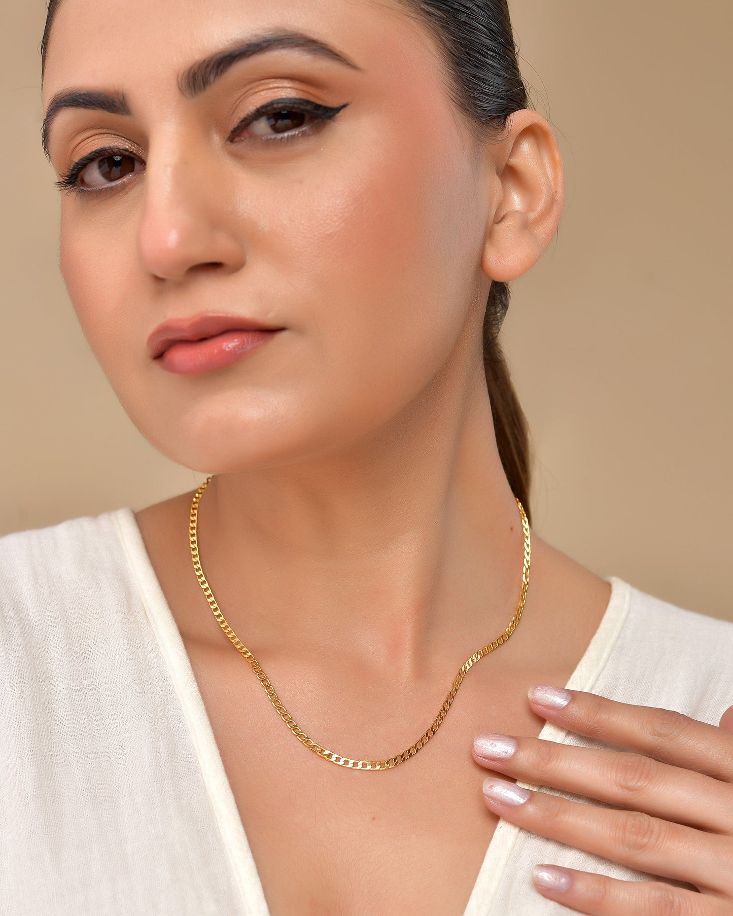VOJ Stainless Steel Gold Polished Minimal Link Chain For Women - Swadesiicart