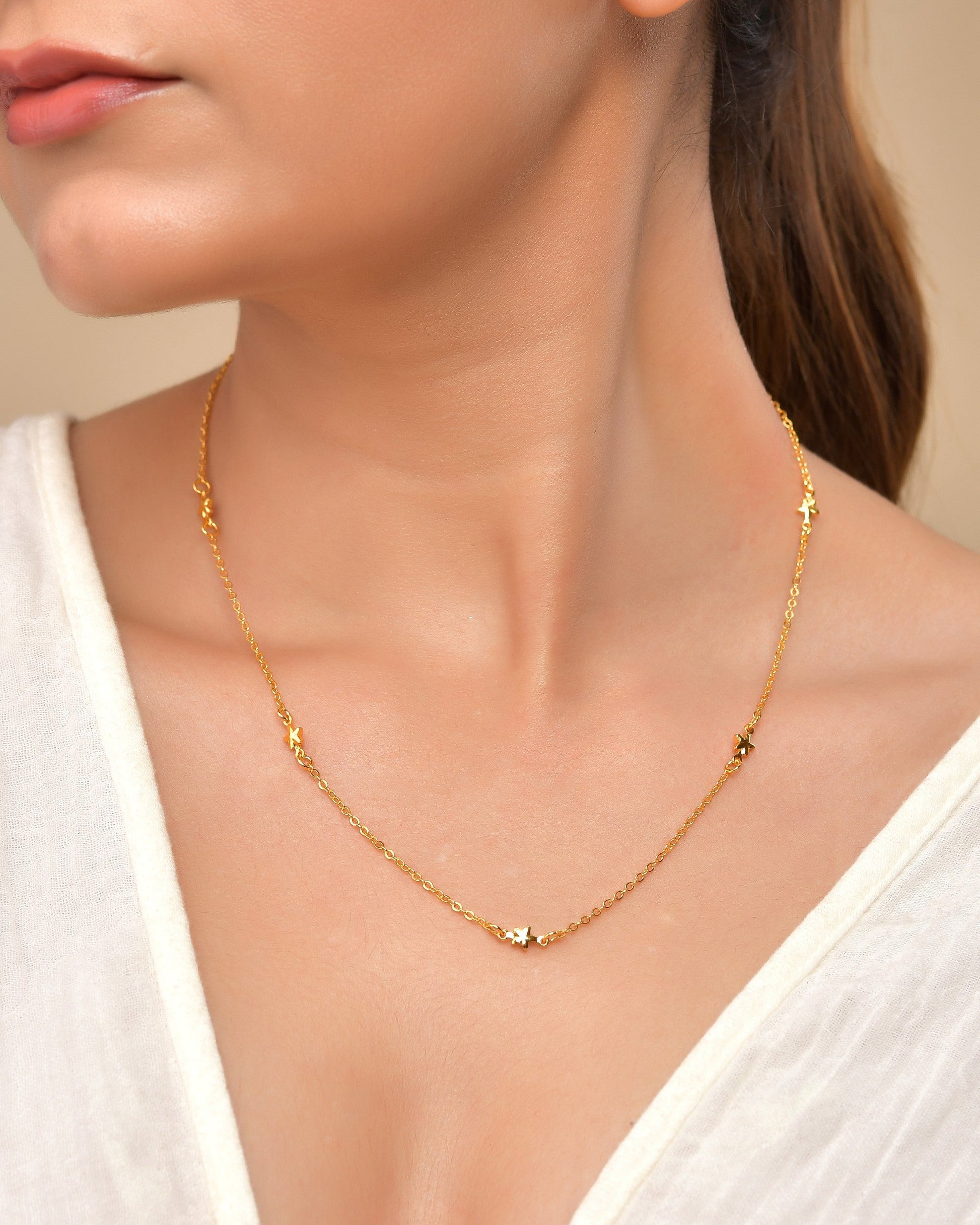 VOJ Gold Polished Star Shaped Minimal Chain For Women - Swadesiicart
