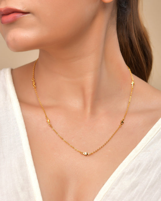 VOJ Gold Polished Star Shaped Minimal Chain For Women - Swadesiicart