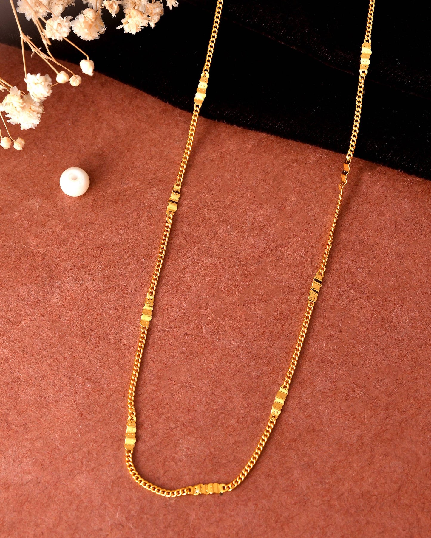 VOJ Women Stainless Steel Gold Polished Minimal Pipe Chain - Swadesiicart