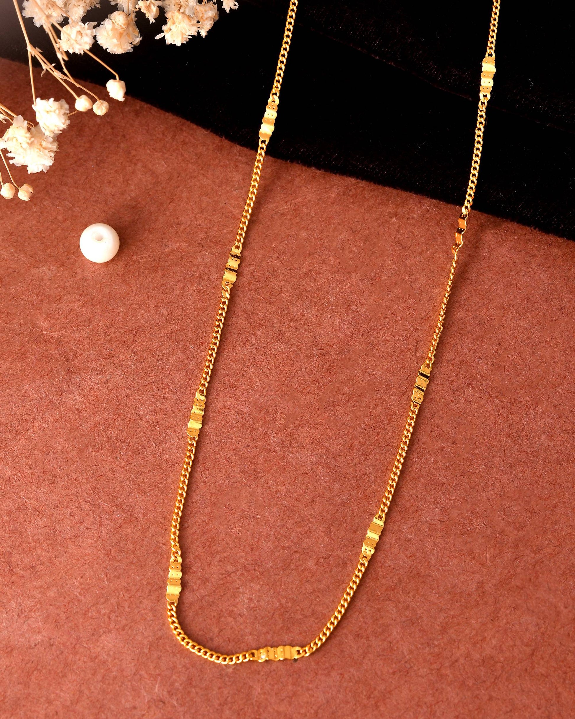 VOJ Women Stainless Steel Gold Polished Minimal Pipe Chain - Swadesiicart