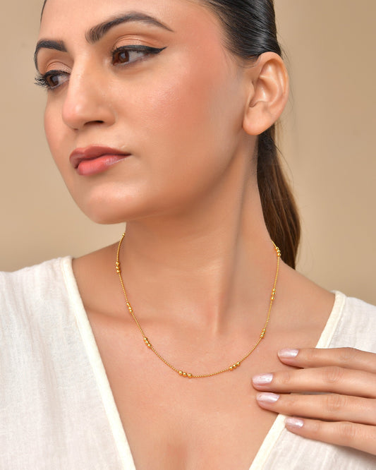 VOJ Women Gold Polished Stainless Steel Minimal Ball Chain - Swadesiicart