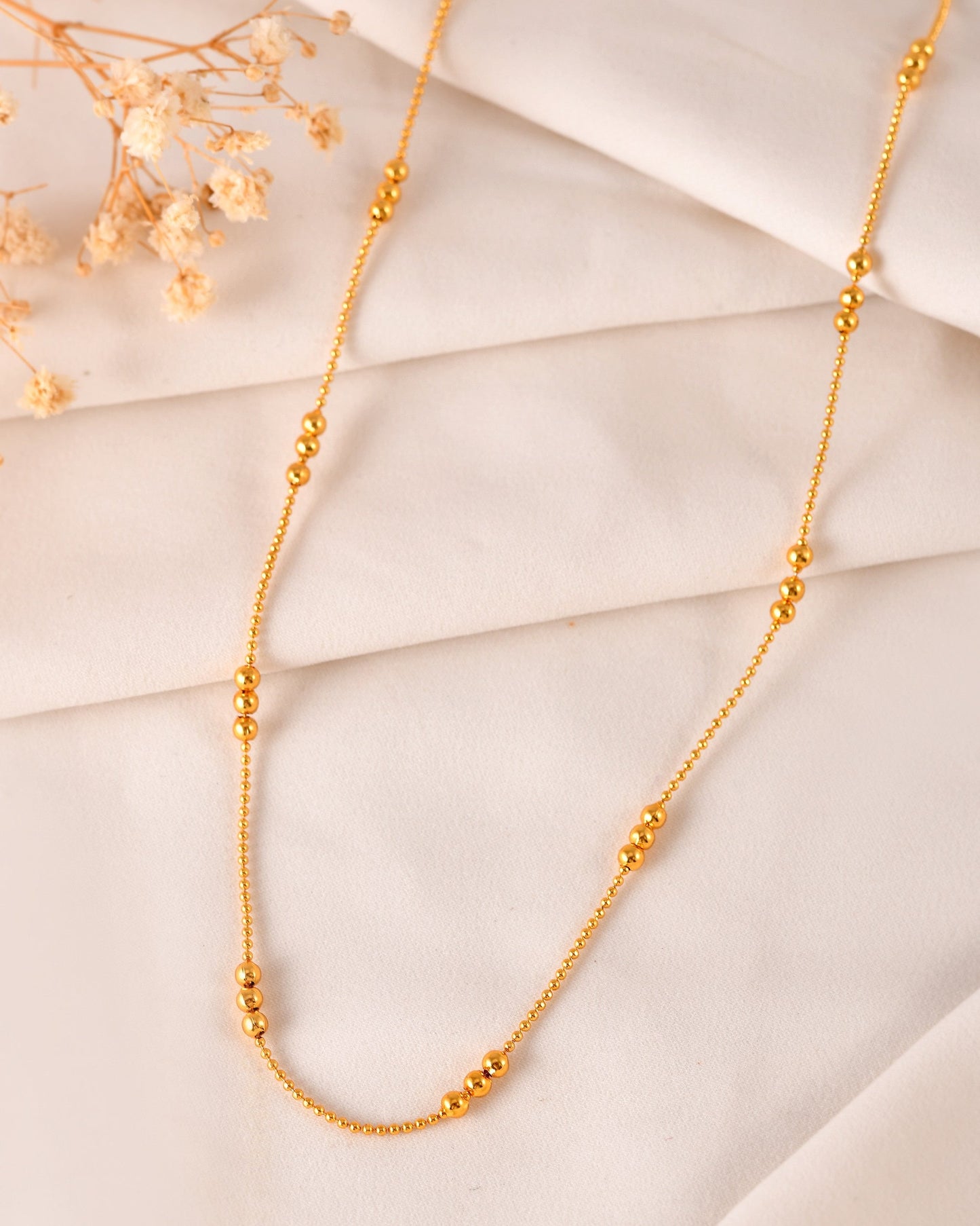 VOJ Women Gold Polished Stainless Steel Minimal Ball Chain - Swadesiicart