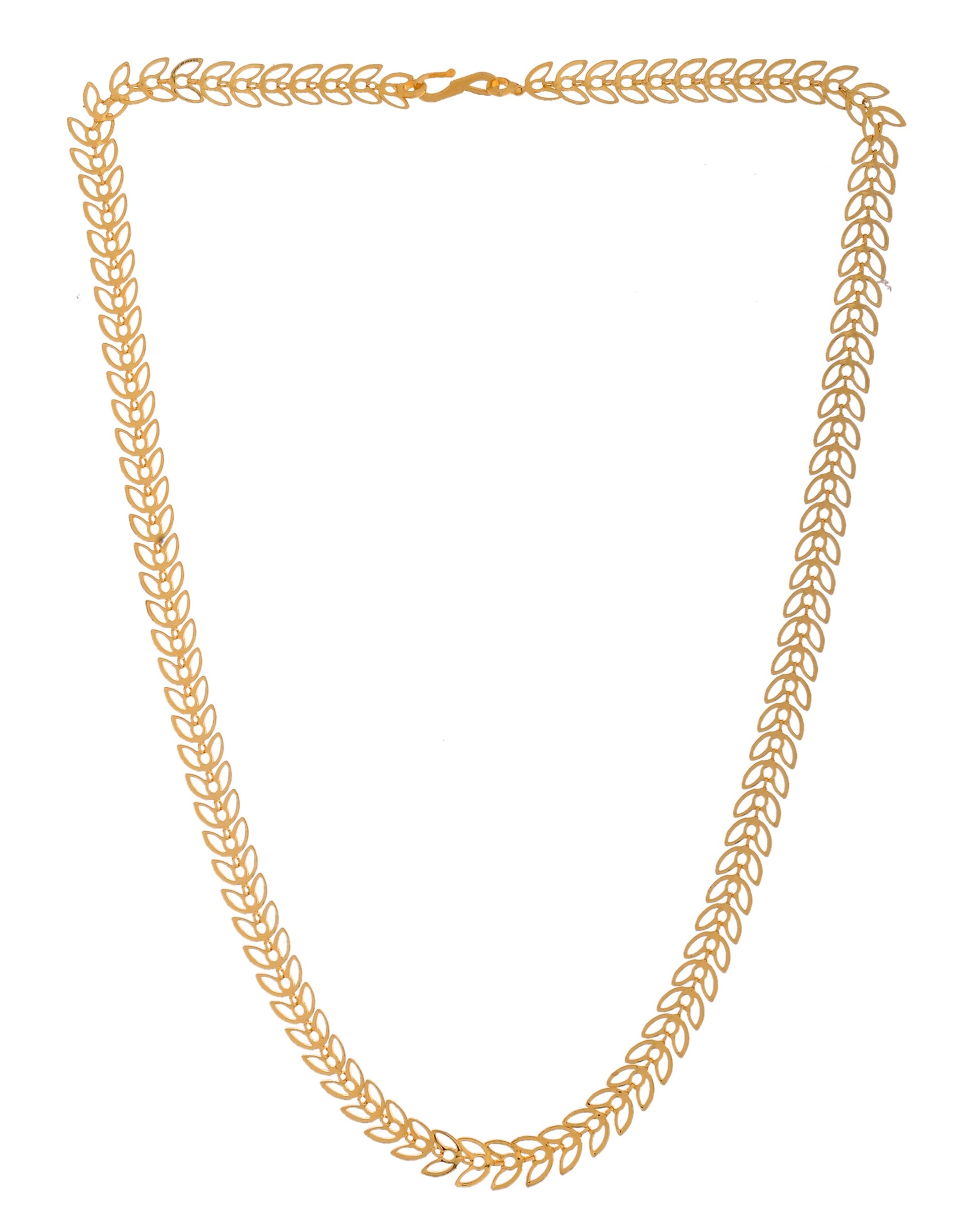 VOJ Women Gold Polished Stainless Steel Minimal Leaf Chain - Swadesiicart