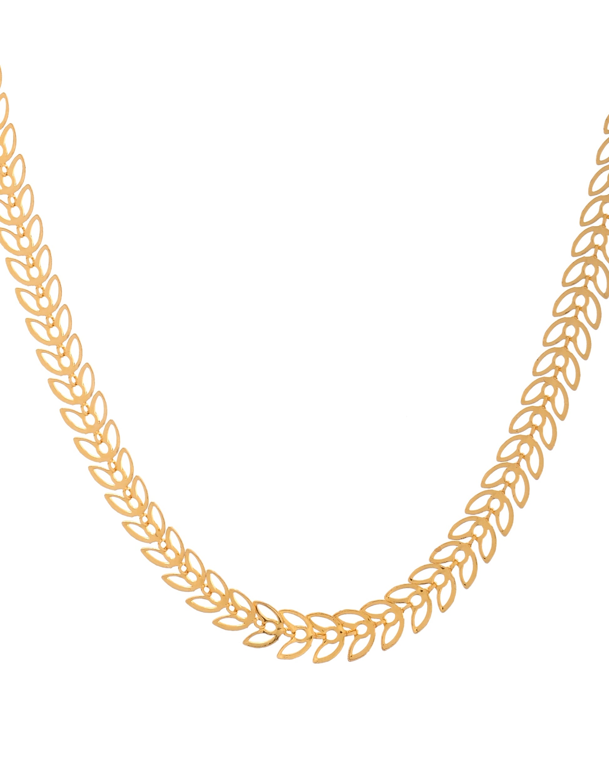 VOJ Women Gold Polished Stainless Steel Minimal Leaf Chain - Swadesiicart