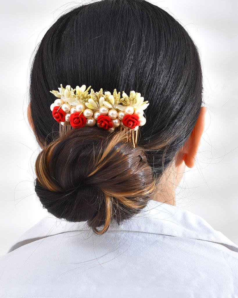 VOJ Rose Embellished Comb Pin | Swadesiicart