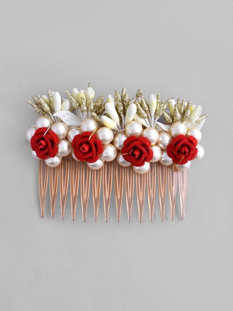 VOJ Rose Embellished Comb Pin | Swadesiicart