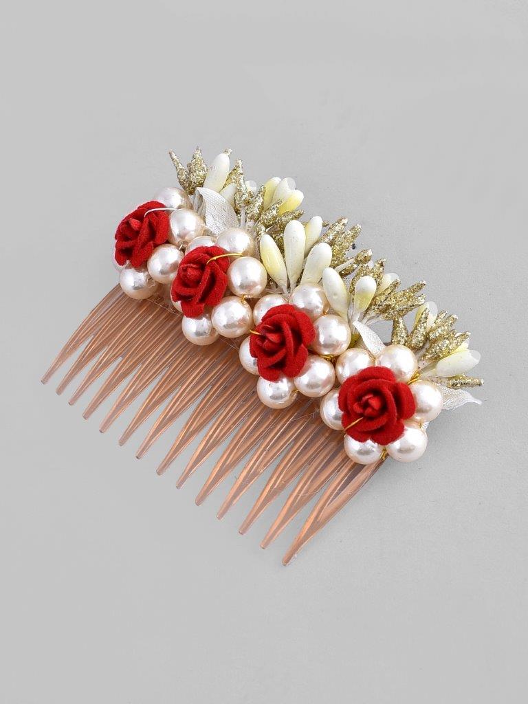 VOJ Rose Embellished Comb Pin | Swadesiicart