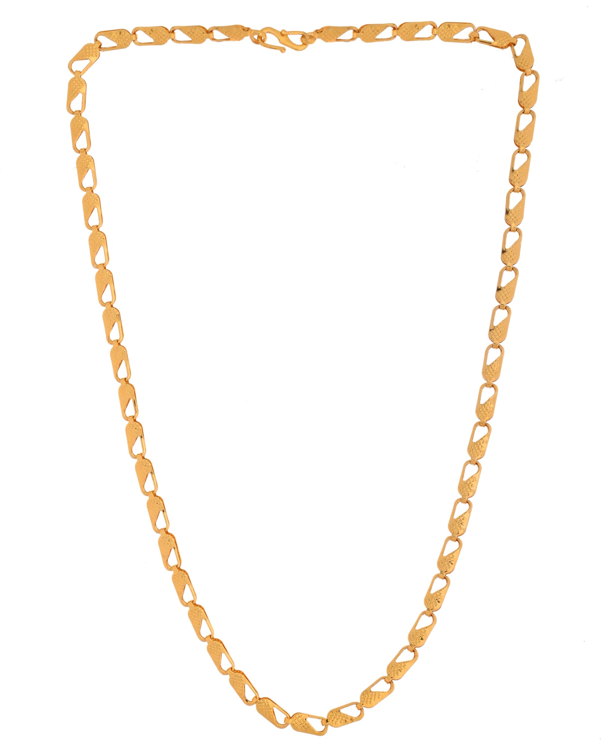 VOJ Gold Polished Biscuit Shaped Minimal Chain - Swadesiicart