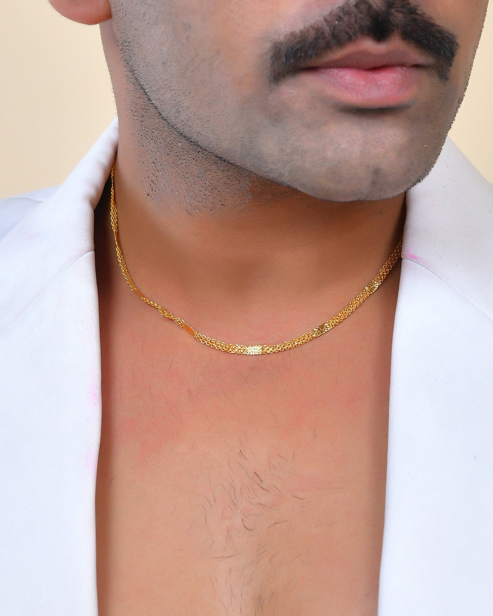 VOJ Gold Polished Classic Stainless Steel Chain - Swadesiicart