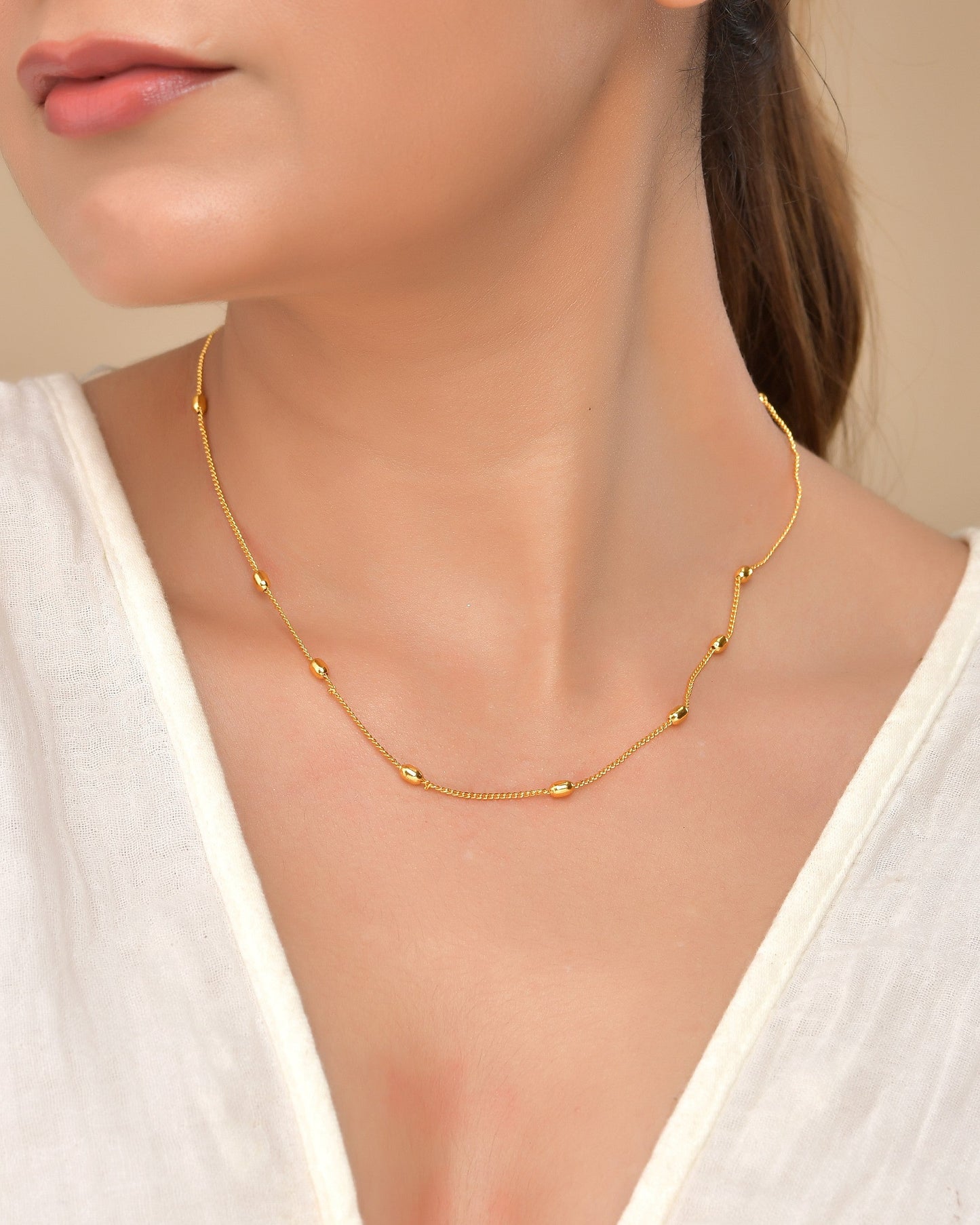 VOJ Gold Polished Minimal Stainless Steel Chain - Swadesiicart
