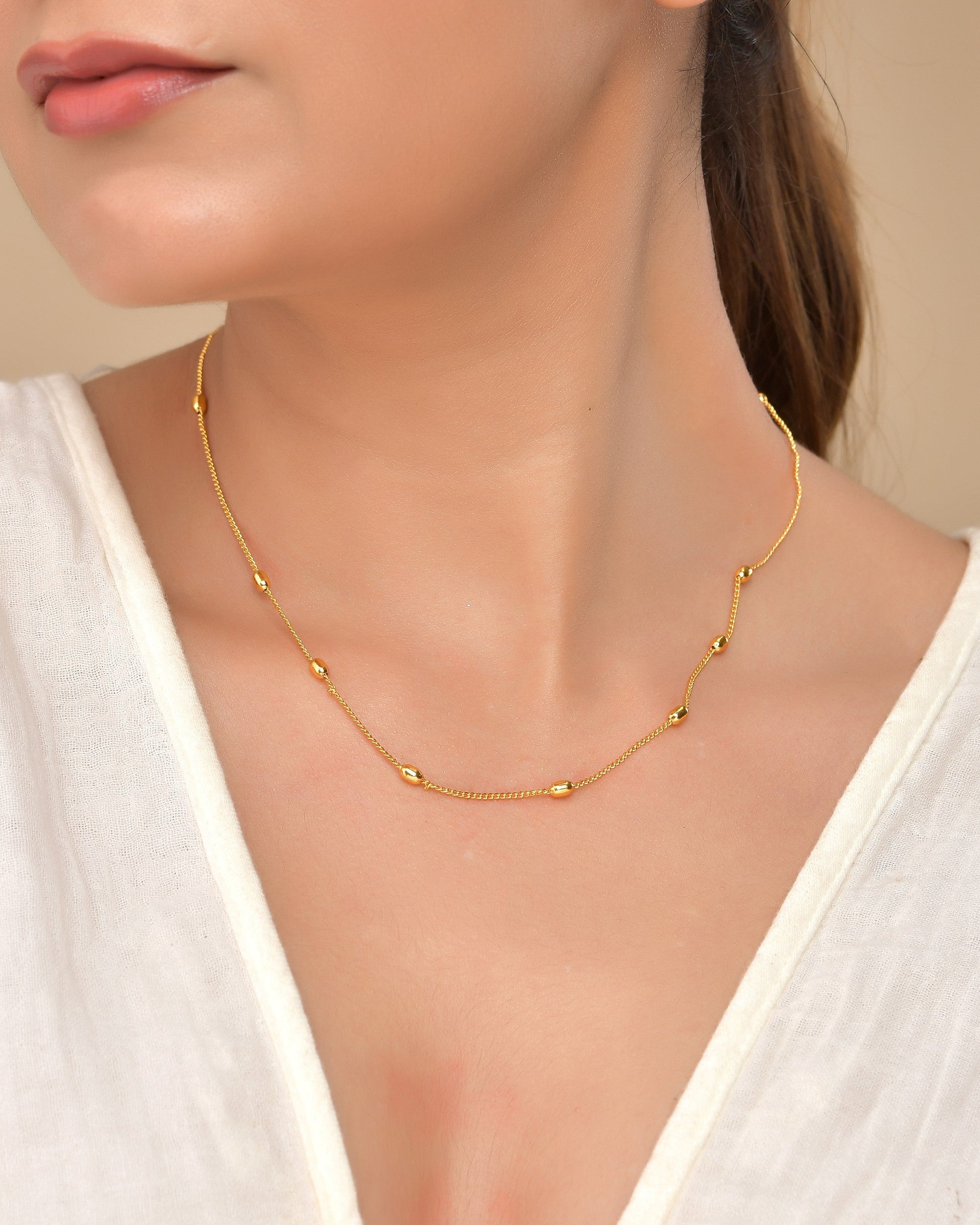 VOJ Gold Polished Minimal Stainless Steel Chain - Swadesiicart