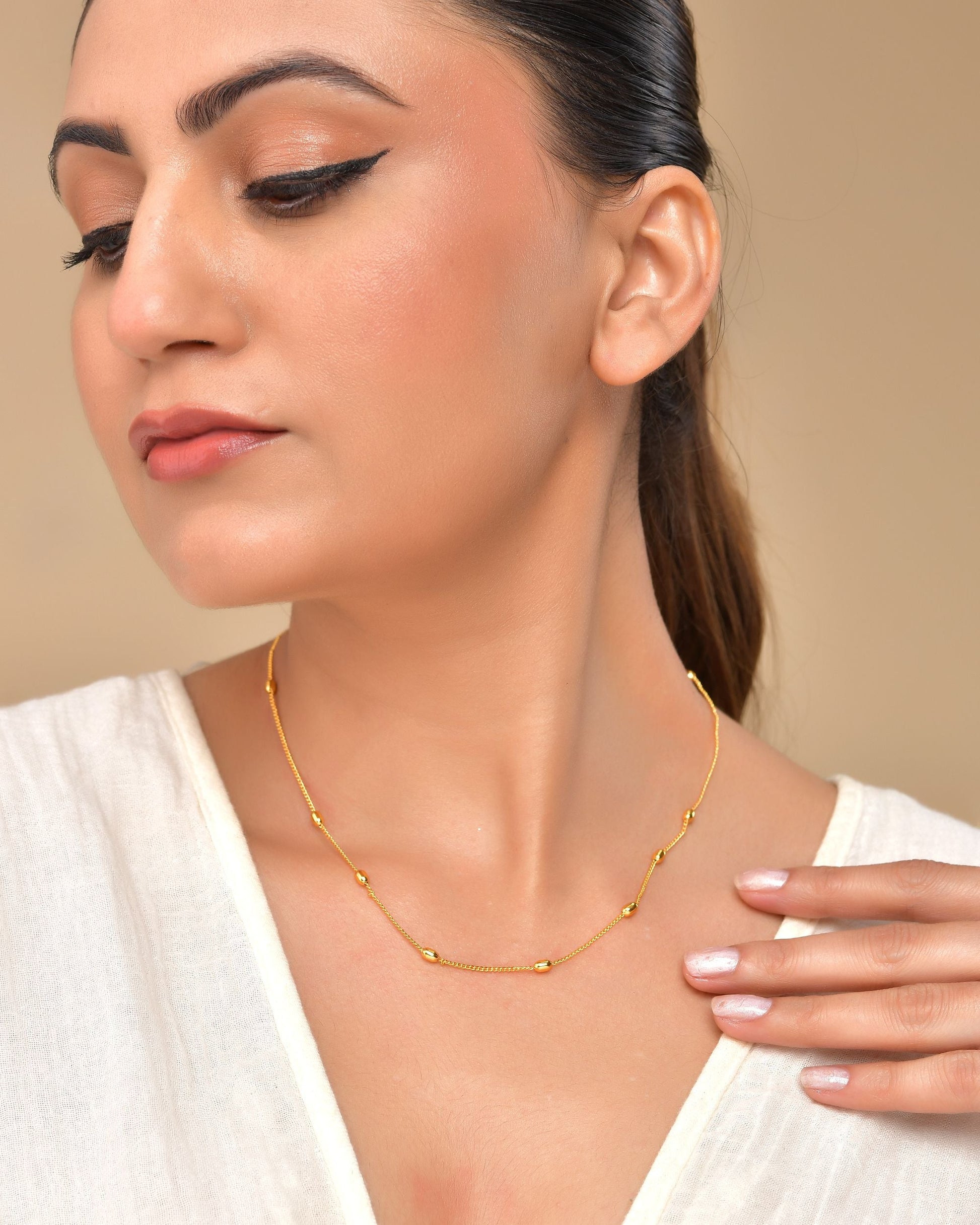 VOJ Gold Polished Minimal Stainless Steel Chain - Swadesiicart