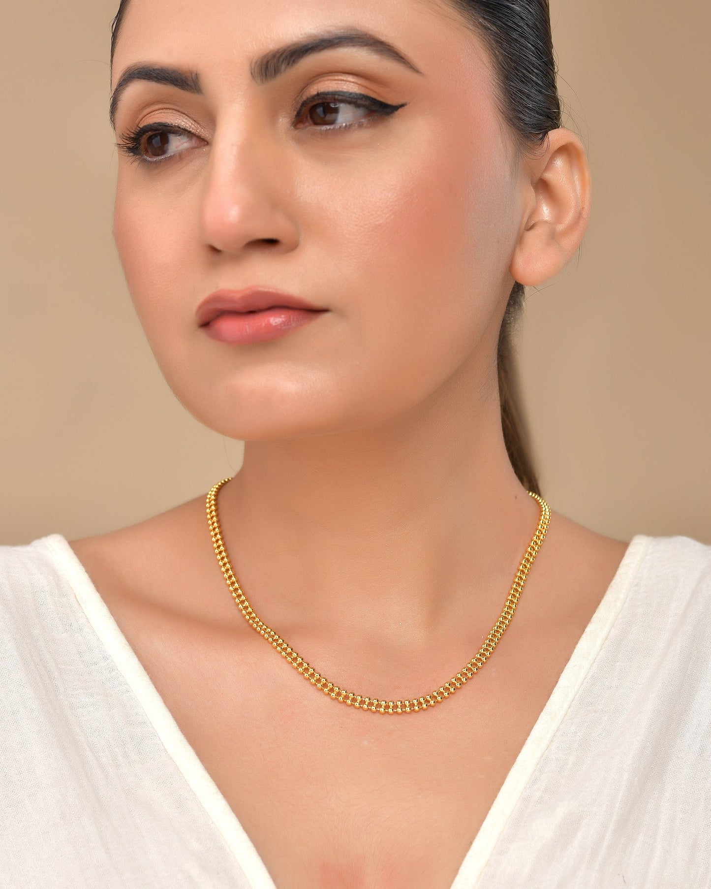 VOJ Gold Polished Ball Shaped Minimal Chain For Women - Swadesiicart