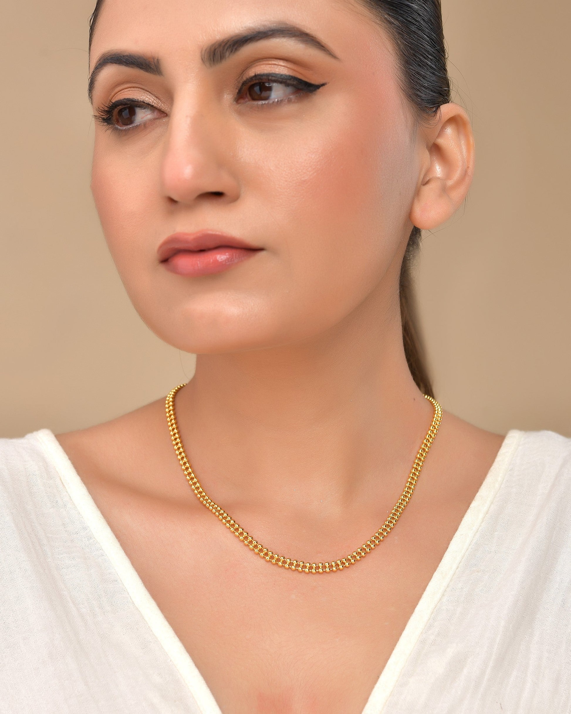 VOJ Gold Polished Ball Shaped Minimal Chain For Women - Swadesiicart