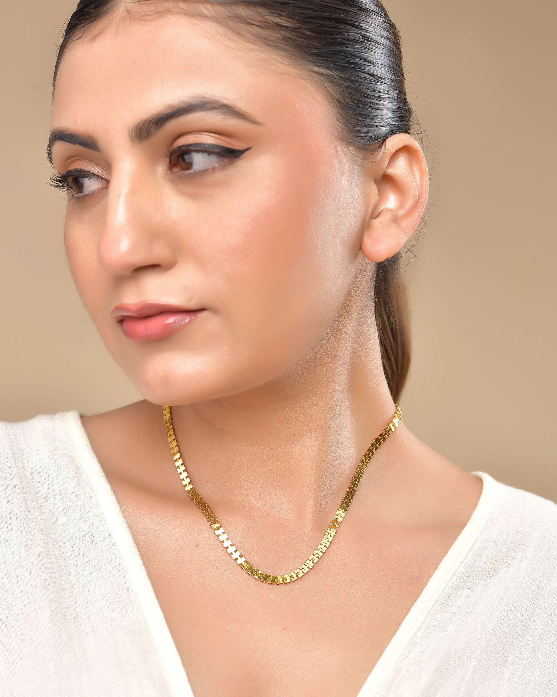 VOJ Women Gold Polished Classic Linked Chain - Swadesiicart