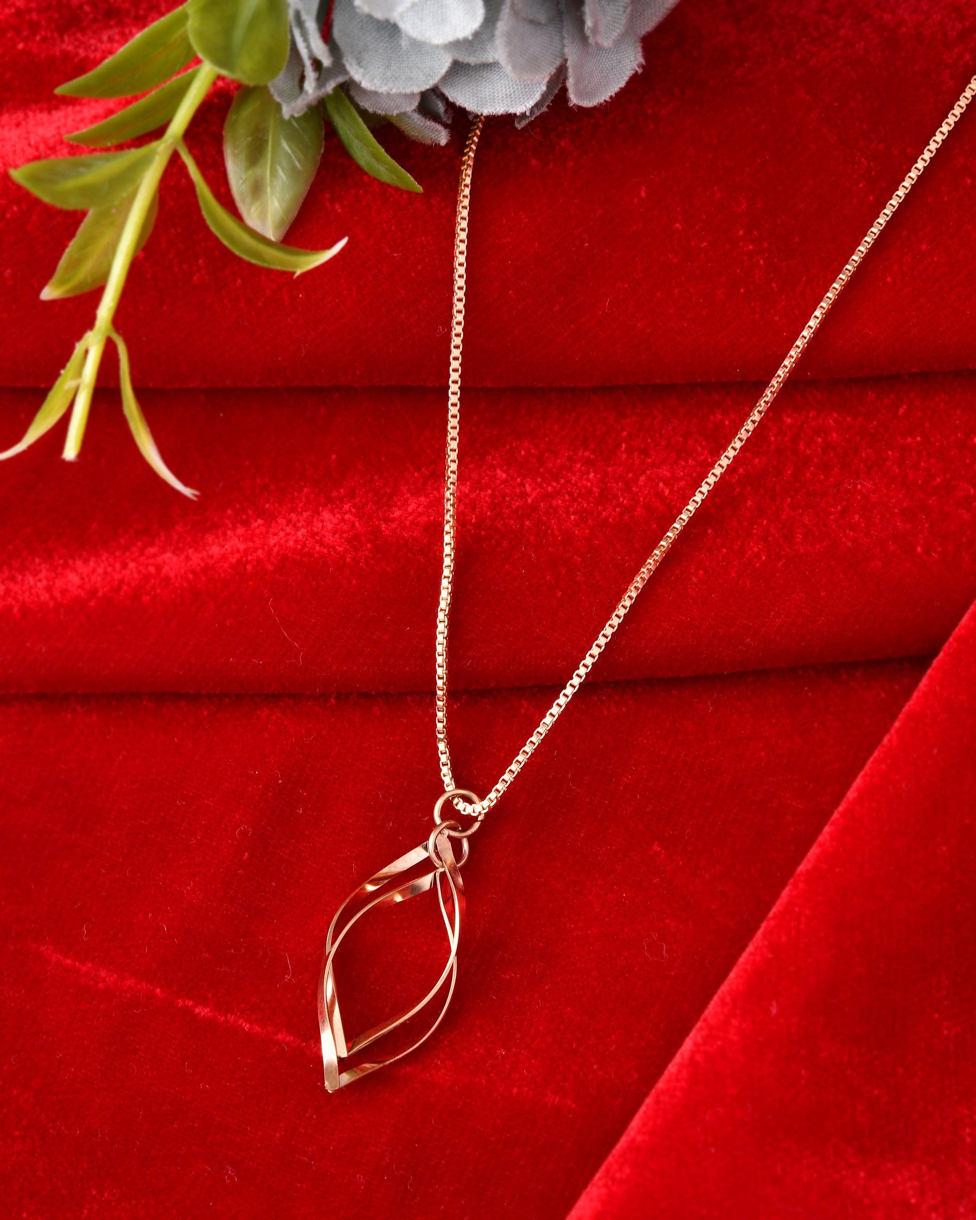 VOJ Rose Gold Polished Chain With Designer Pendant - Swadesiicart