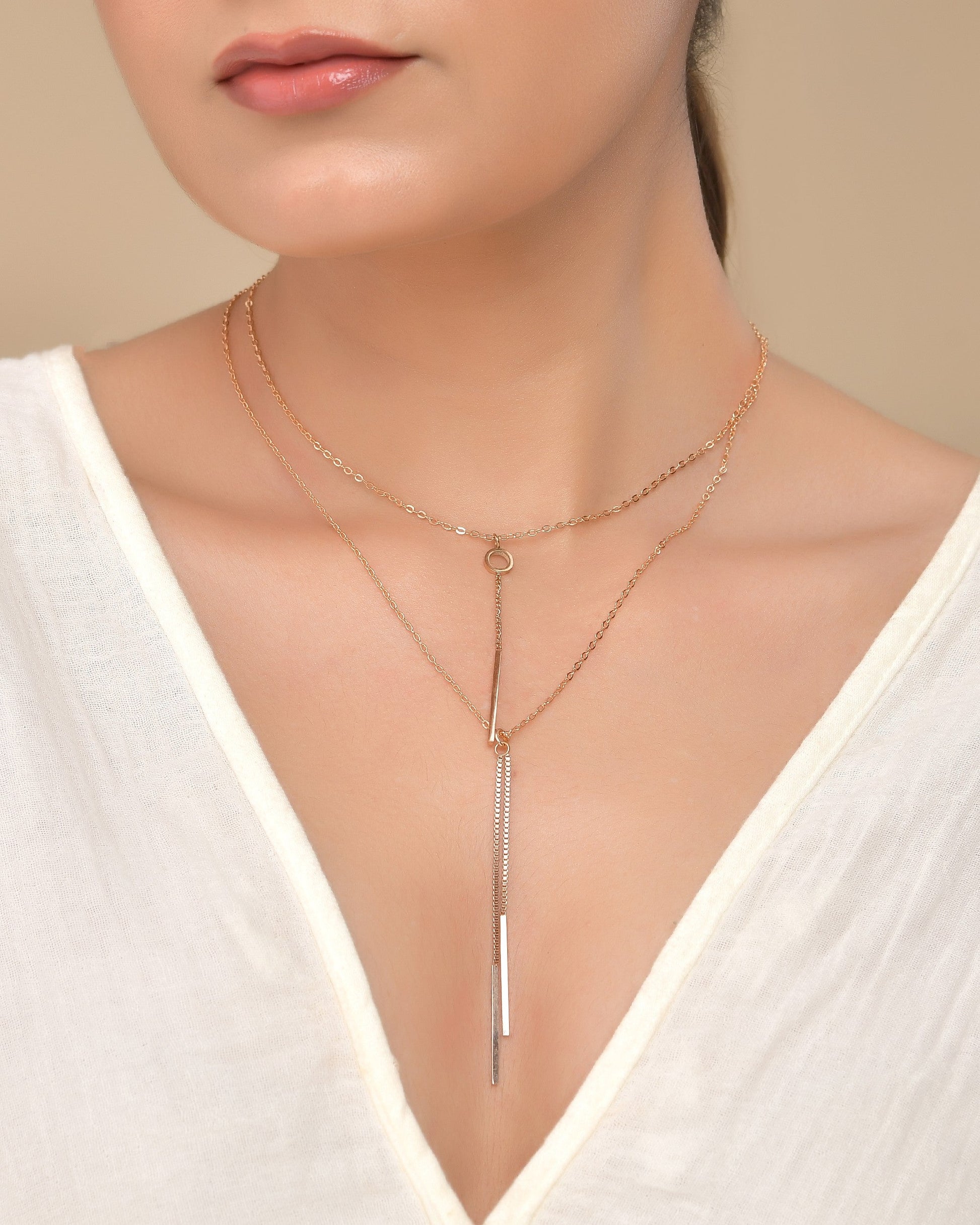 VOJ Gold Polished Multi Layer Designer Chain - Swadesiicart