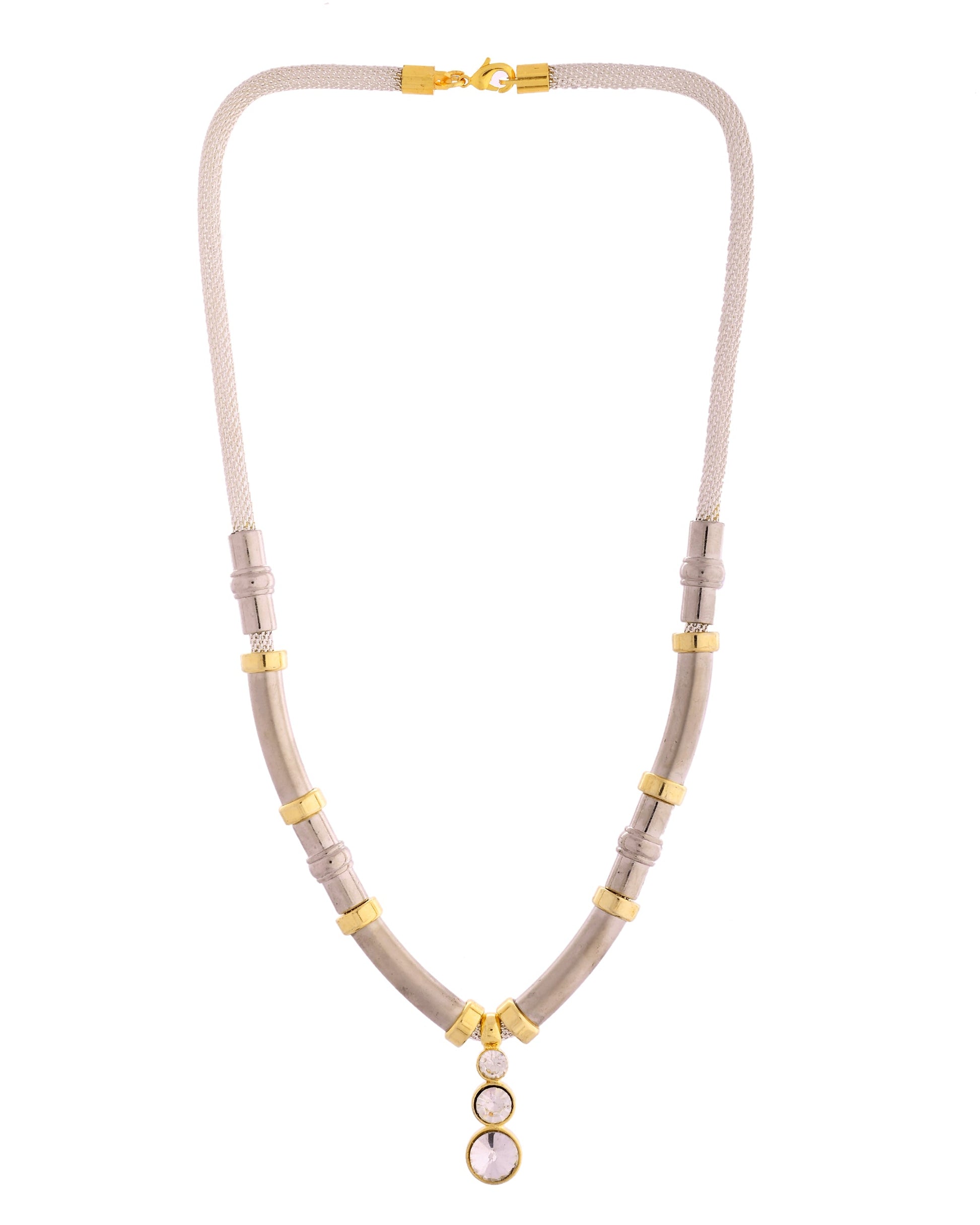 VOJ Silver Plated Elegant Stainless Steel Designer Necklace | Swadesiicart