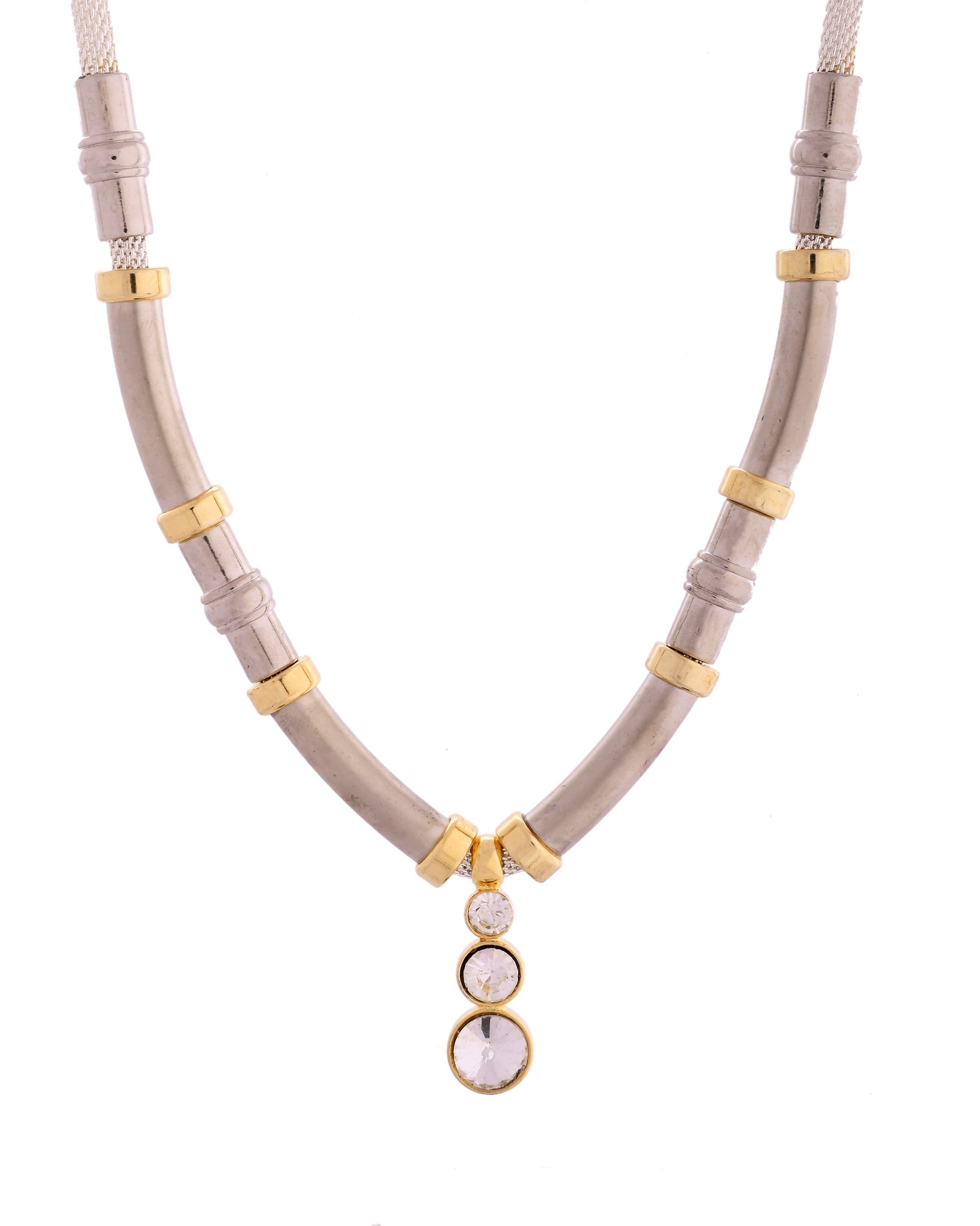 VOJ Silver Plated Elegant Stainless Steel Designer Necklace | Swadesiicart