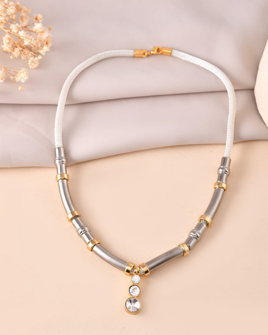 VOJ Silver Plated Elegant Stainless Steel Designer Necklace | Swadesiicart
