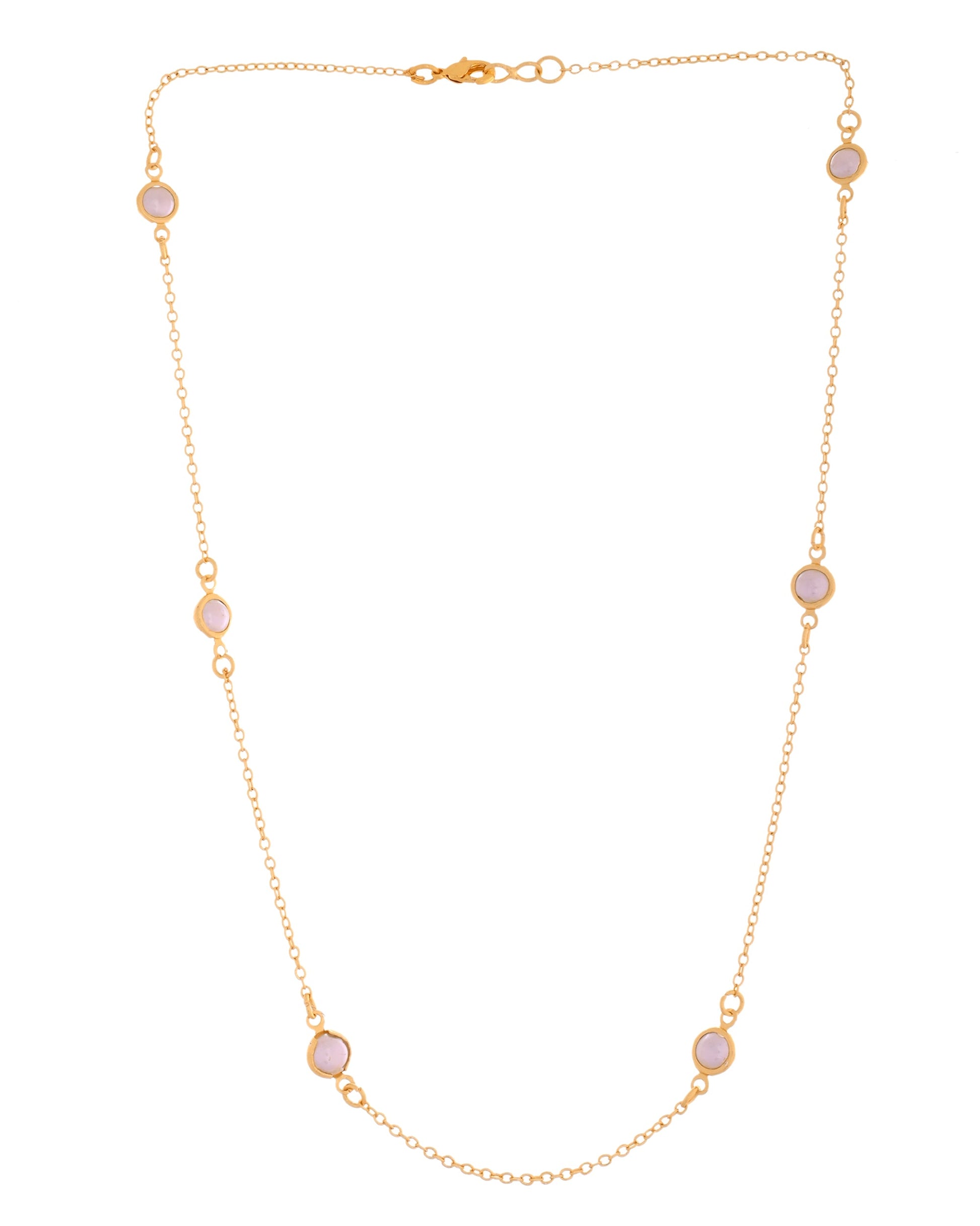 VOJ Gold Polished Women Pearl Studded Stainless Steel Chain - Swadesiicart