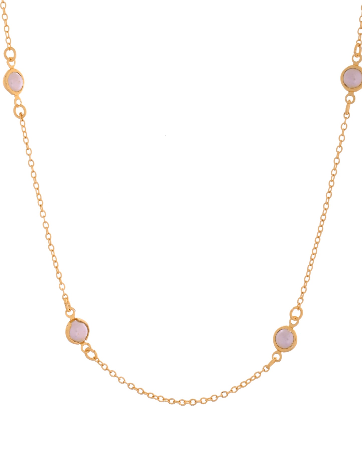VOJ Gold Polished Women Pearl Studded Stainless Steel Chain - Swadesiicart