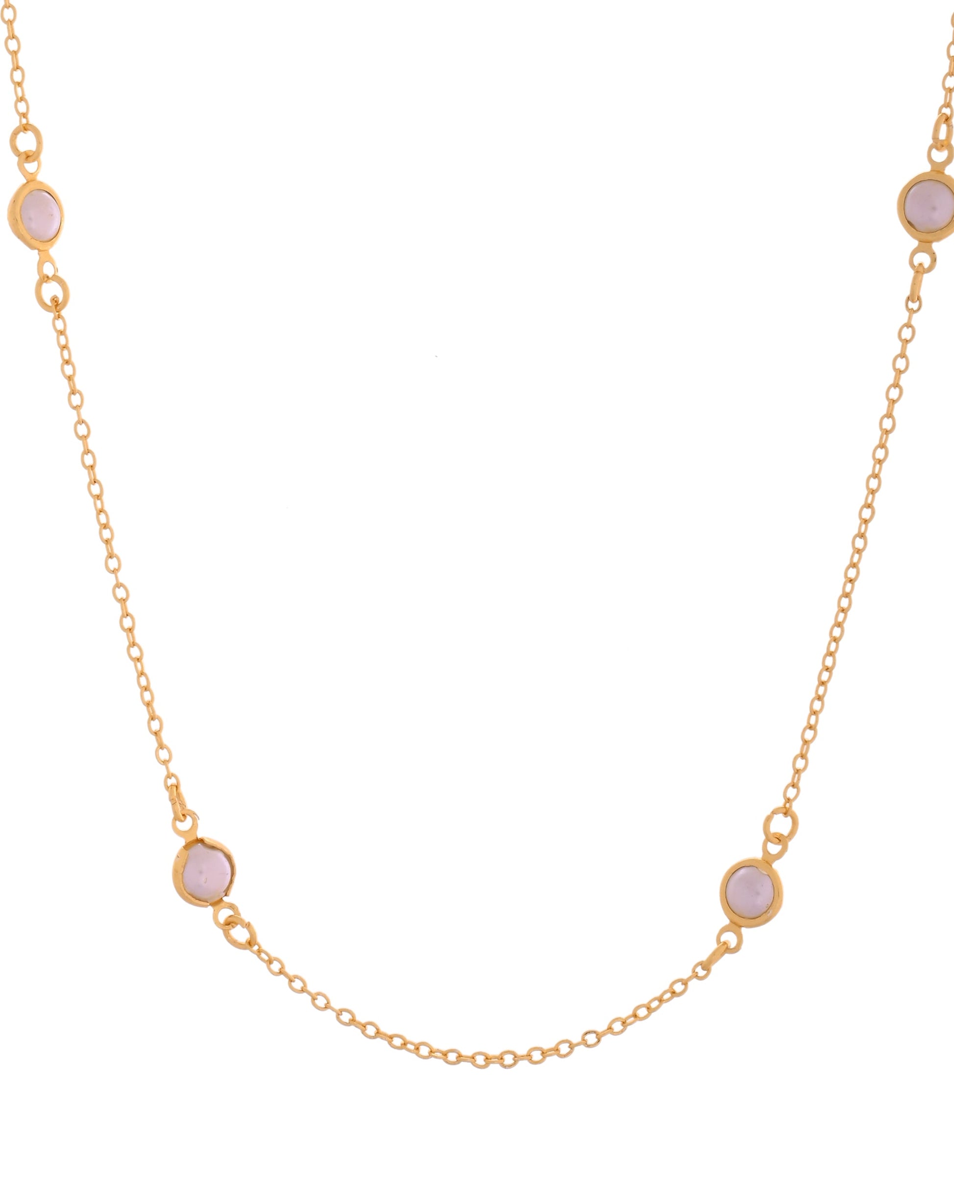VOJ Gold Polished Women Pearl Studded Stainless Steel Chain - Swadesiicart