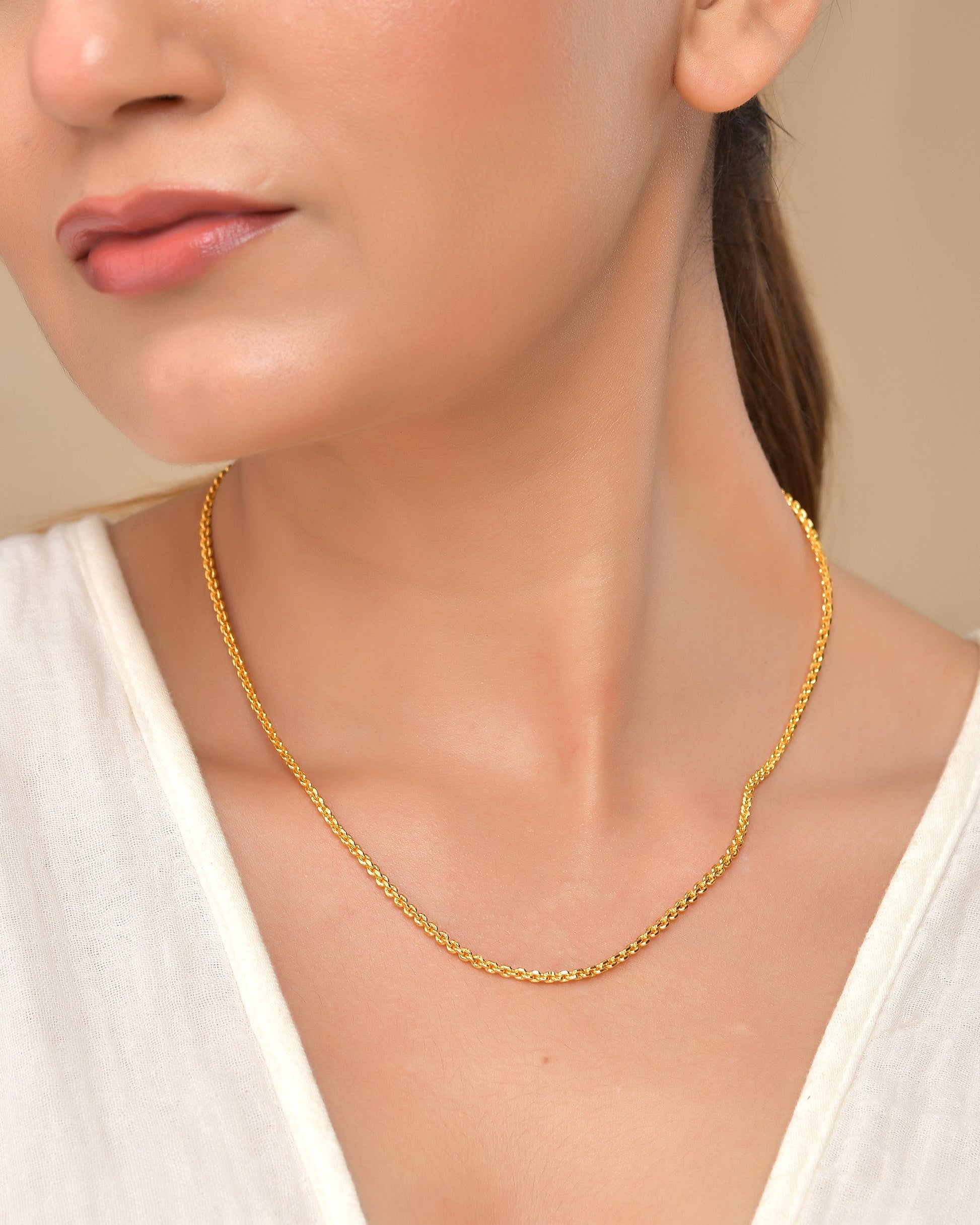 VOJ Gold Polished Women Stainless Steel Classic Chain - Swadesiicart