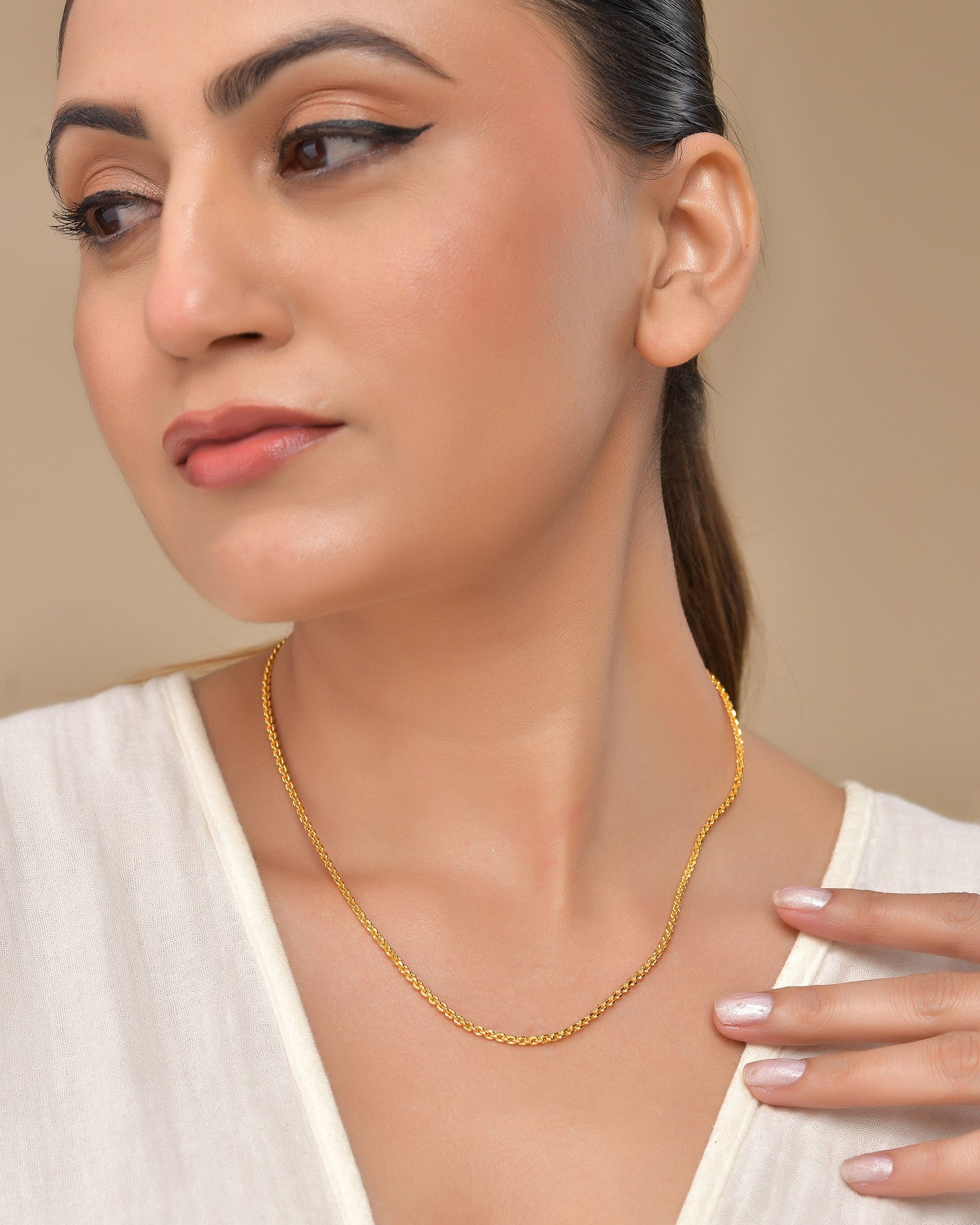VOJ Gold Polished Women Stainless Steel Classic Chain - Swadesiicart