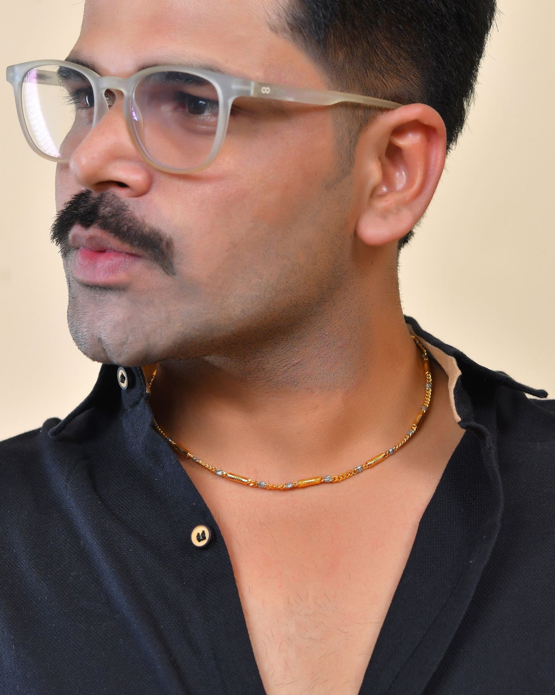 VOJ Men Dual Toned Pipe Shaped Stainless Steel Chain - Swadesiicart