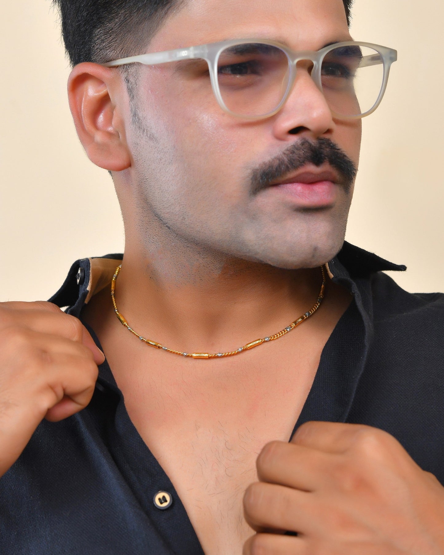 VOJ Men Dual Toned Pipe Shaped Stainless Steel Chain - Swadesiicart