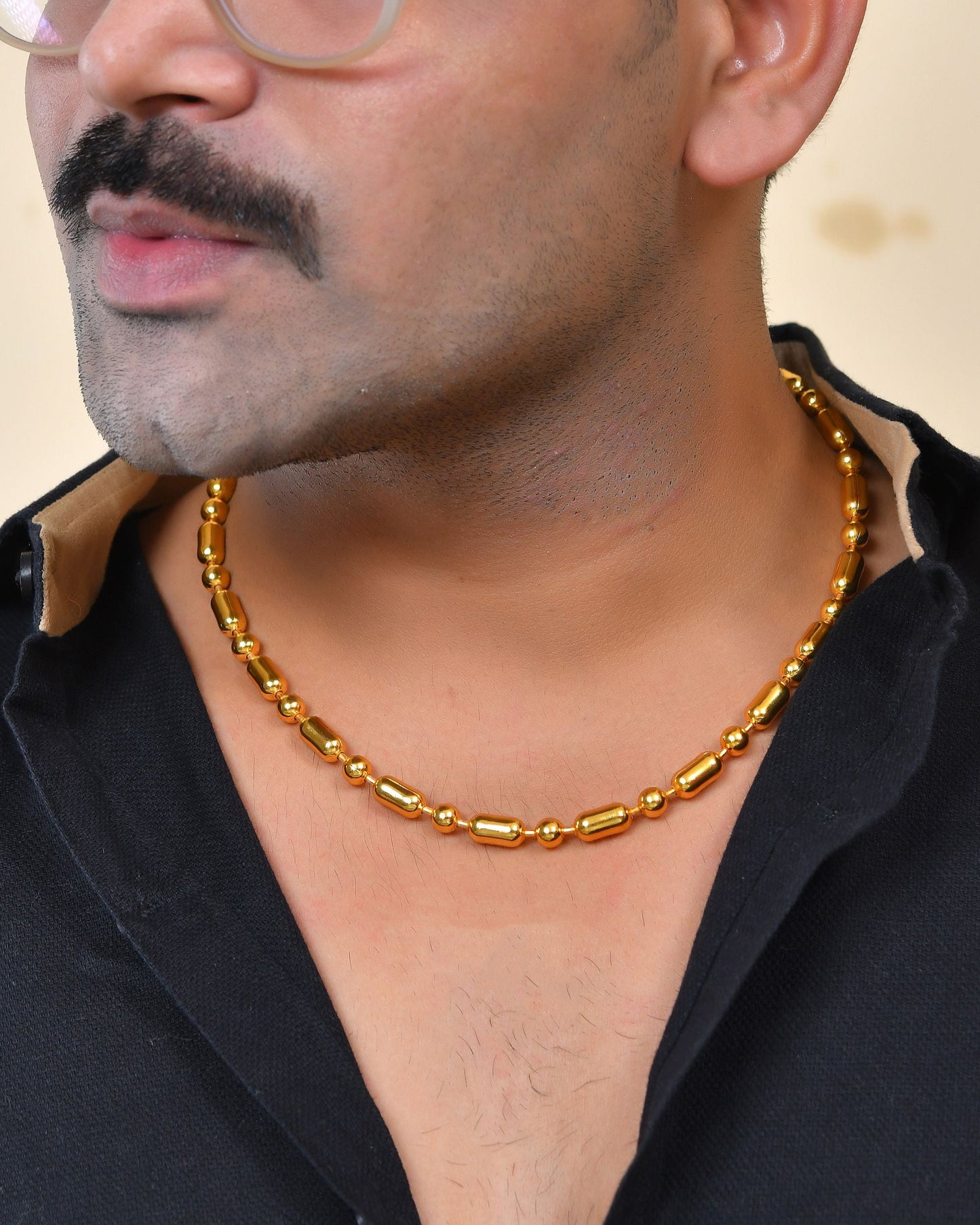 VOJ Men Gold Polished Drop Studded Elegant Chain - Swadesiicart