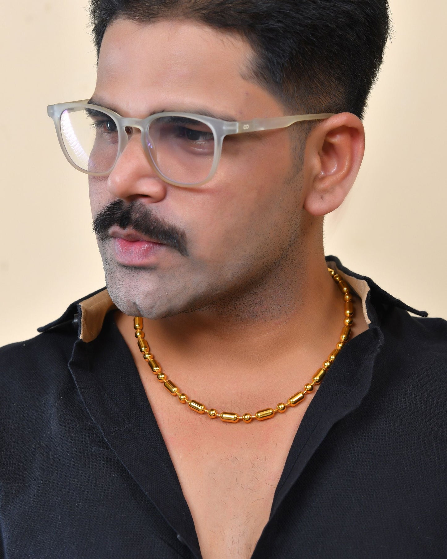 VOJ Men Gold Polished Drop Studded Elegant Chain - Swadesiicart