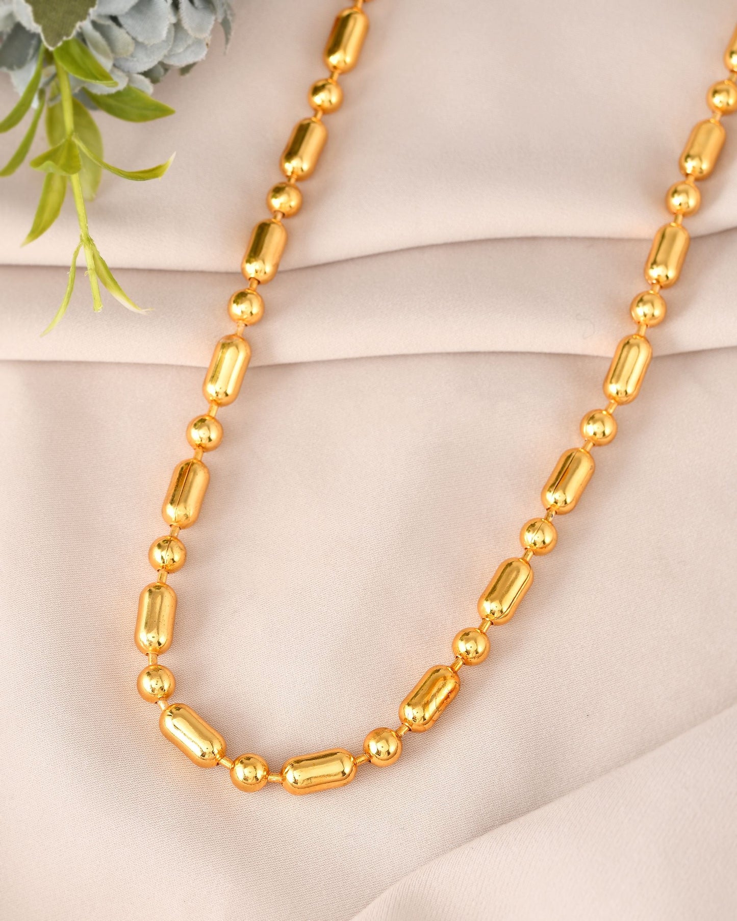 VOJ Men Gold Polished Drop Studded Elegant Chain - Swadesiicart
