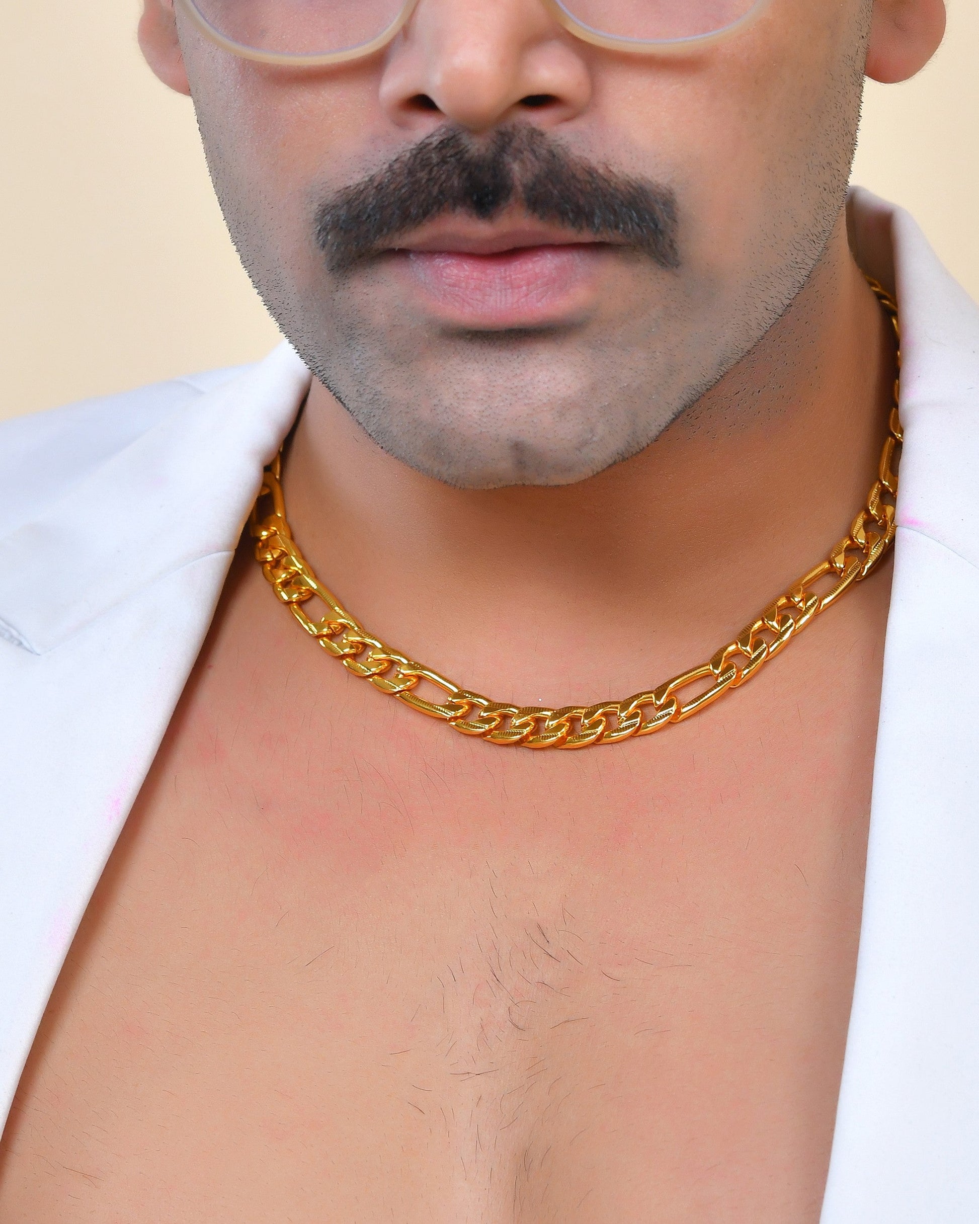VOJ Men Gold Polished Link Classic Designer Linked Chain - Swadesiicart