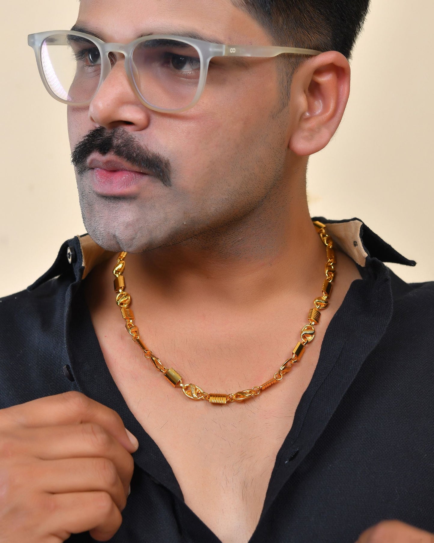 VOJ Men Designer Stainless Steel Gold Polished Chain - Swadesiicart