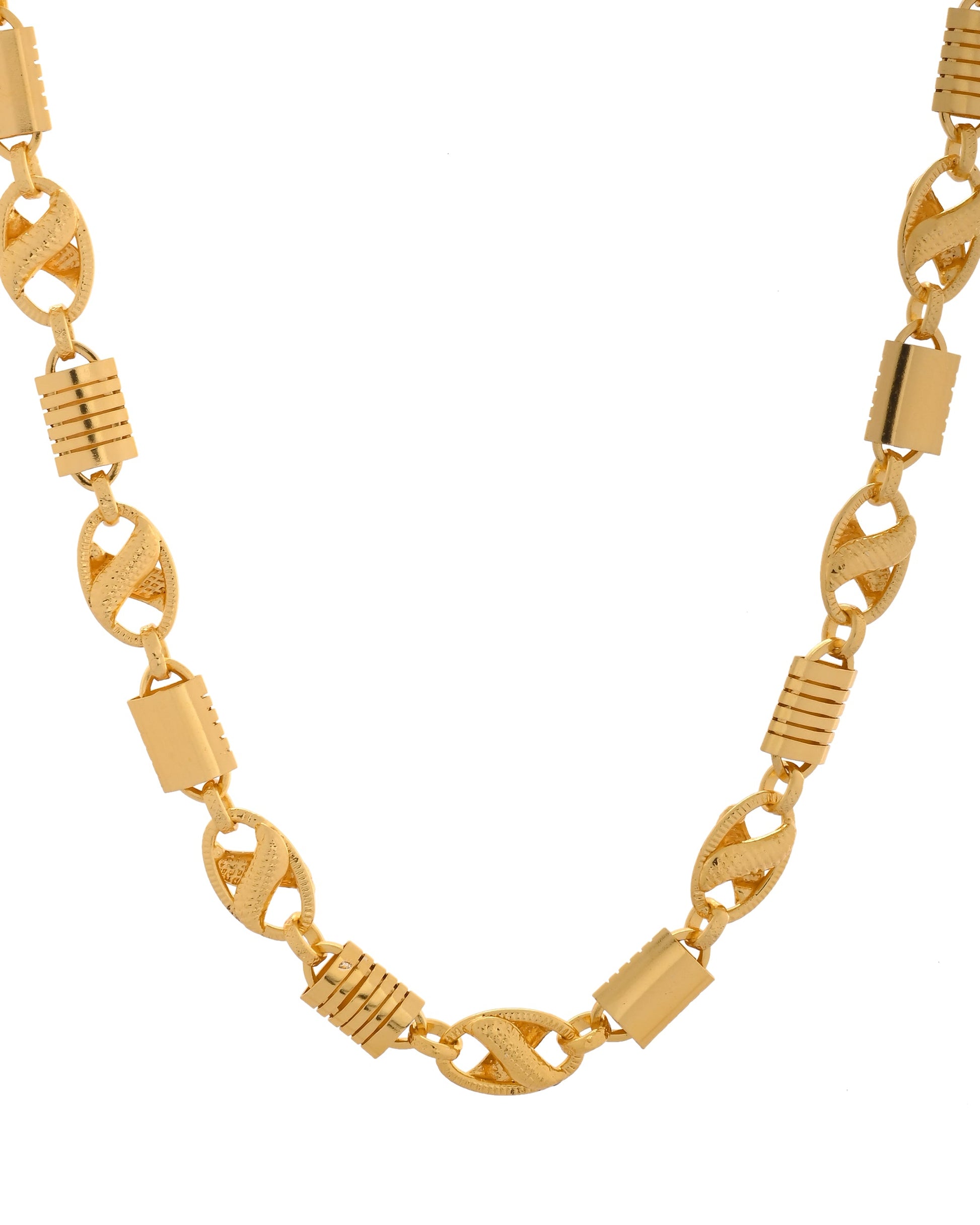 VOJ Men Designer Stainless Steel Gold Polished Chain - Swadesiicart