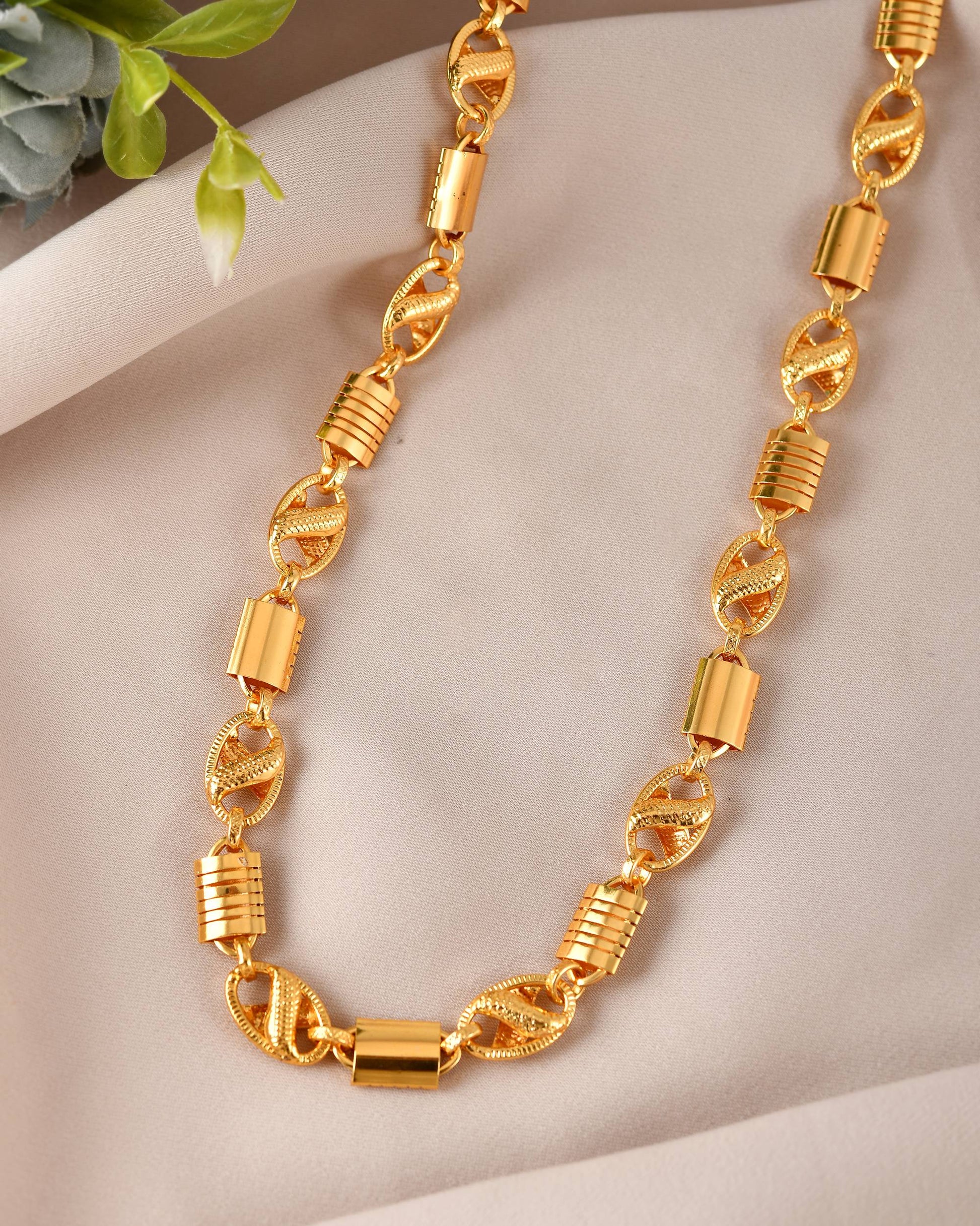 VOJ Men Designer Stainless Steel Gold Polished Chain - Swadesiicart