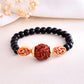 VOJ Rudraksh Black Beaded Elasticated Bracelet - Swadesiicart