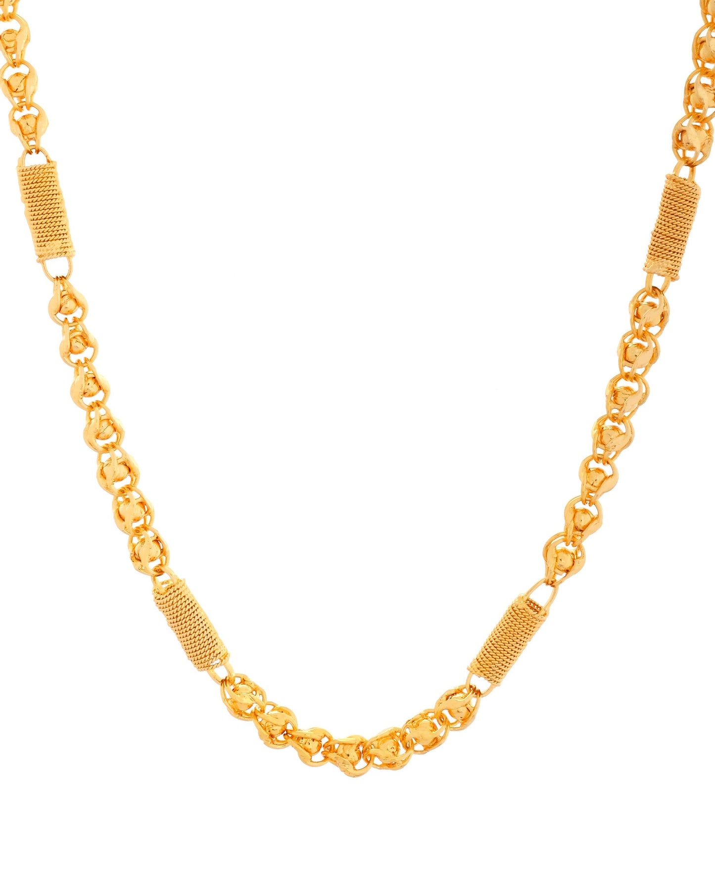 VOJ Men Pipe Shaped Gold Polished Chain - Swadesiicart