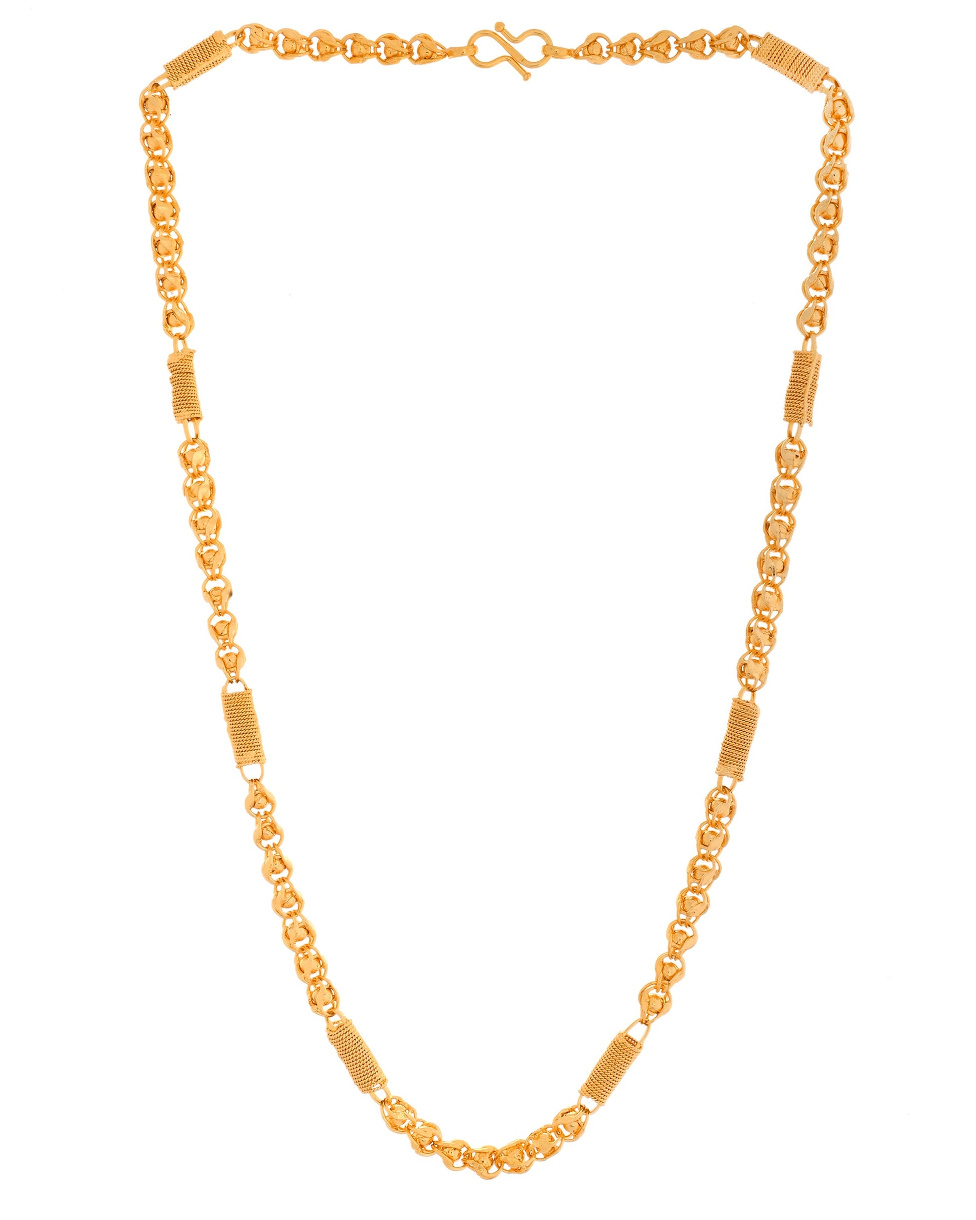 VOJ Men Pipe Shaped Gold Polished Chain - Swadesiicart