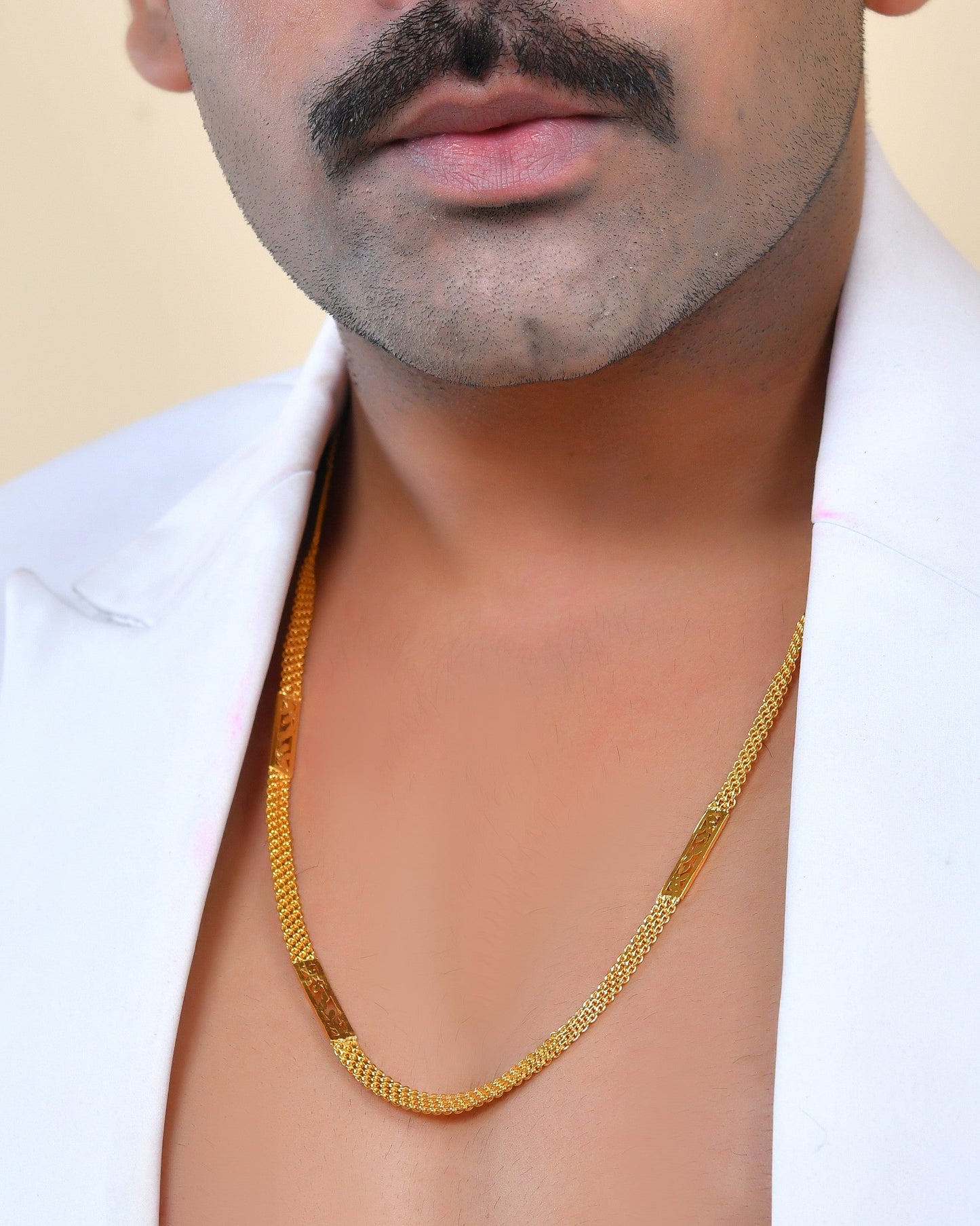 VOJ Men Designer Stainless Steel Gold Polished Classic Chain - Swadesiicart