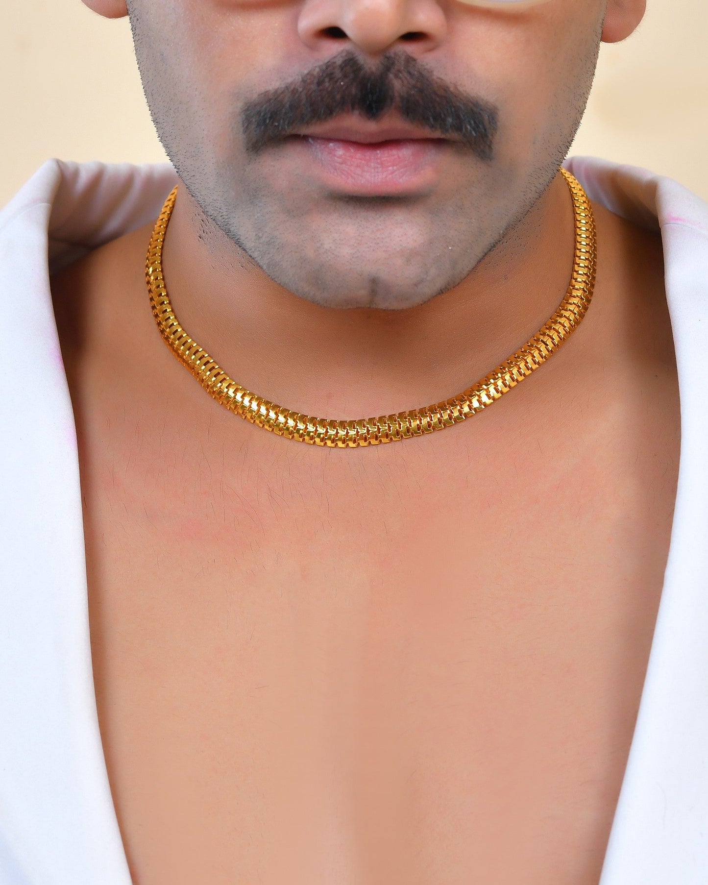 VOJ Stainless Steel Men Gold Polished Thick Chain - Swadesiicart
