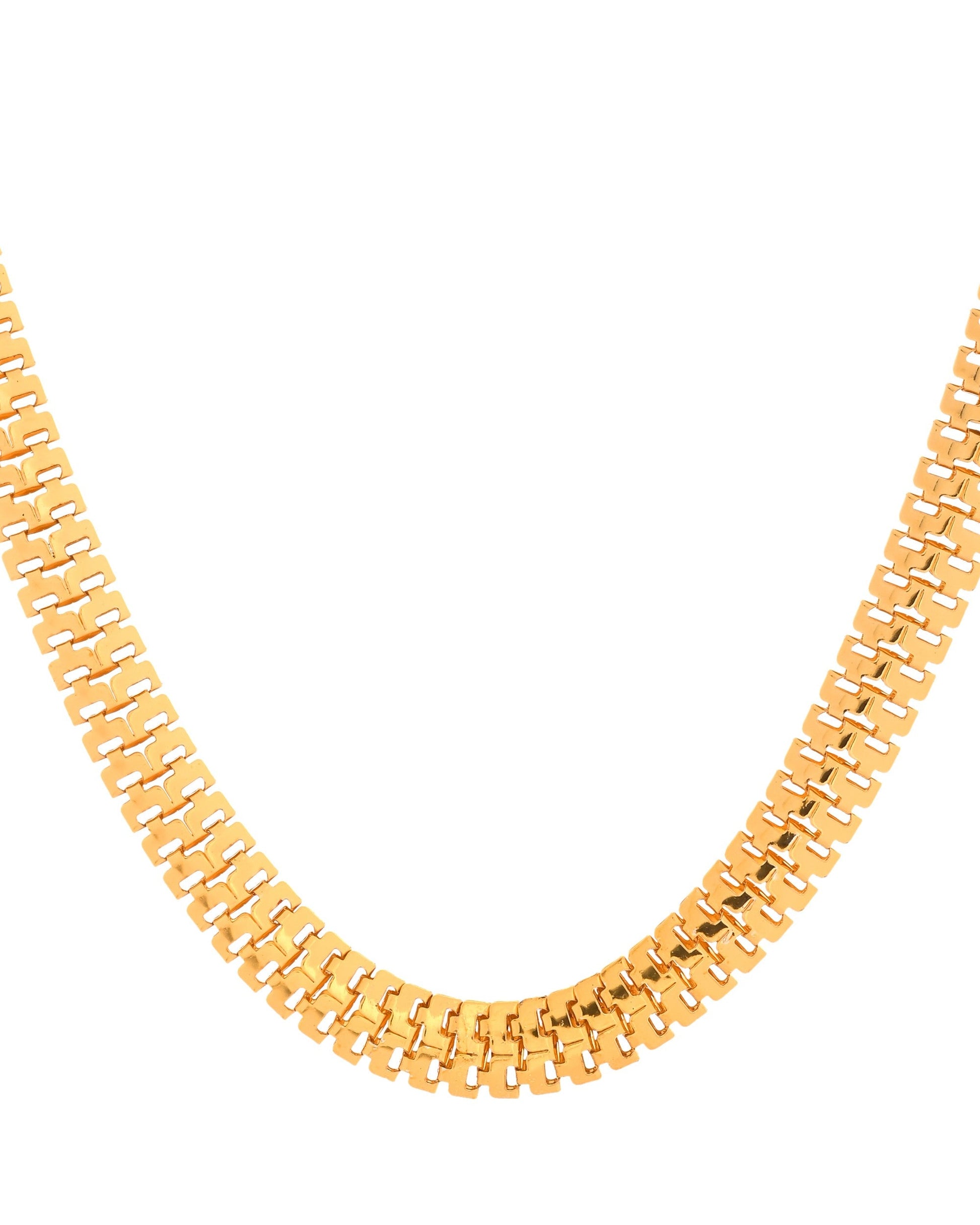 VOJ Stainless Steel Men Gold Polished Thick Chain - Swadesiicart