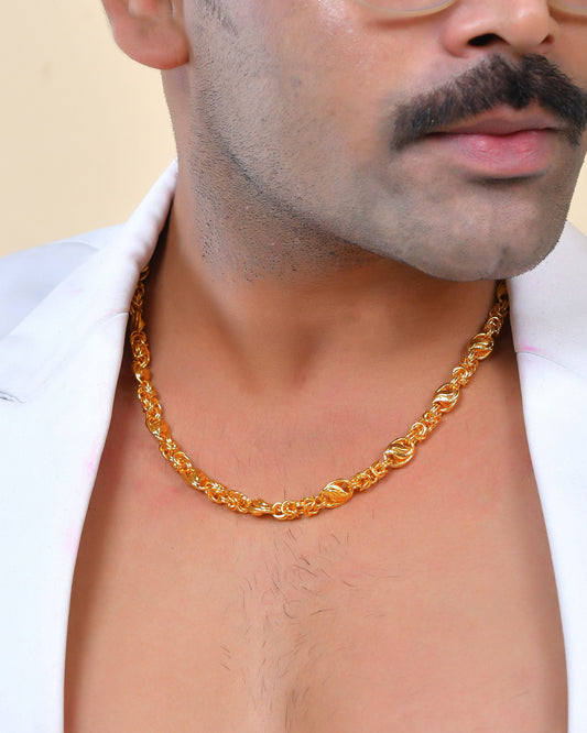 VOJ Gold Polished Designer Stainless Steel Chain For Men - Swadesiicart